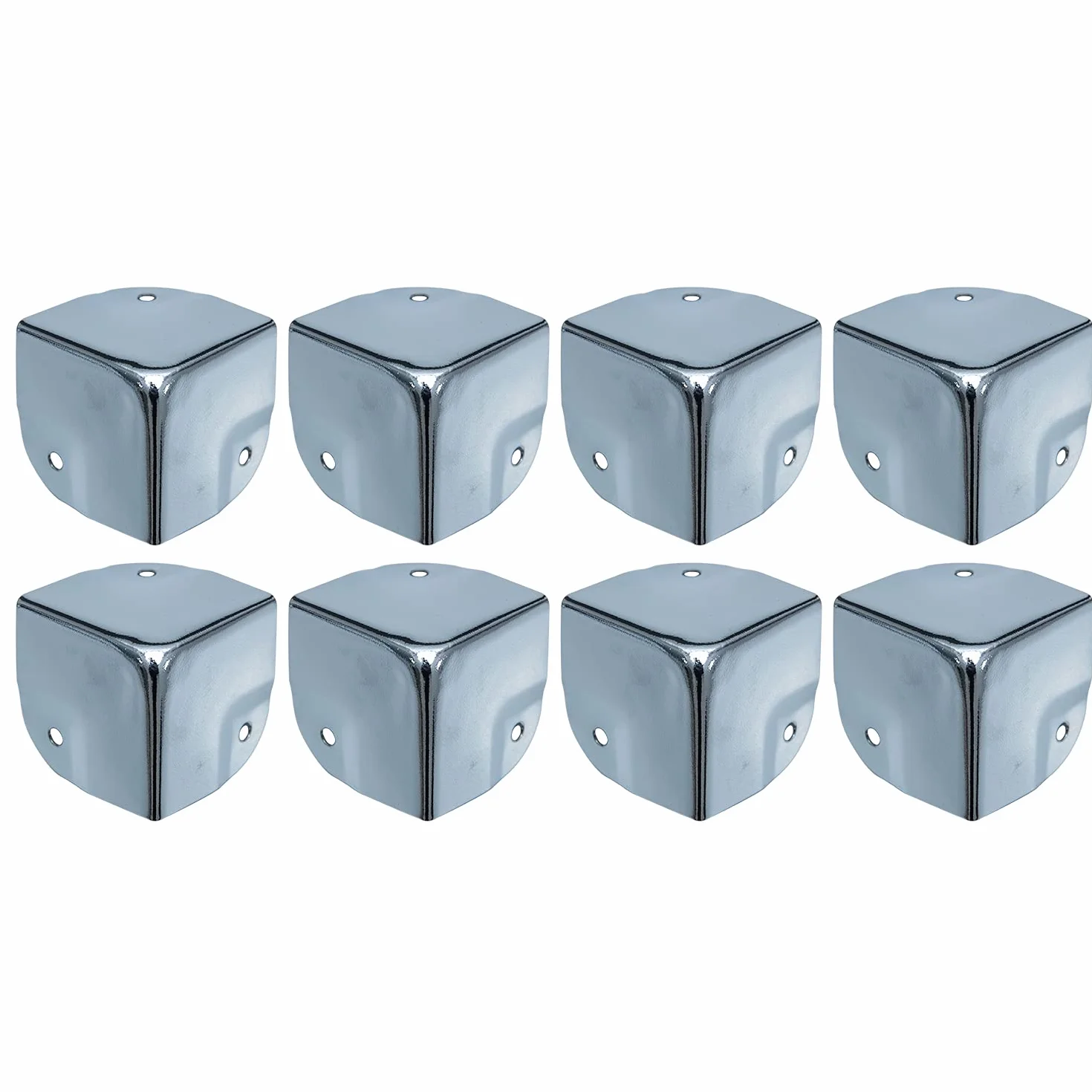 HMF 14966-09 metalowe zabezpieczenie narożników do walizki, 8 sztuk, 40 x 40 x 40 mm, kolor srebrny, ocynkowany