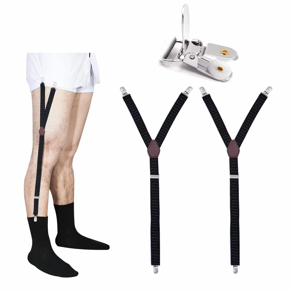 TAOPE Uchwyt na koszulę męską, koszula pozostaje w stylu Y - z antypoślizgowymi klipsami, nylon tekstylny elastyczny materiał, czarny