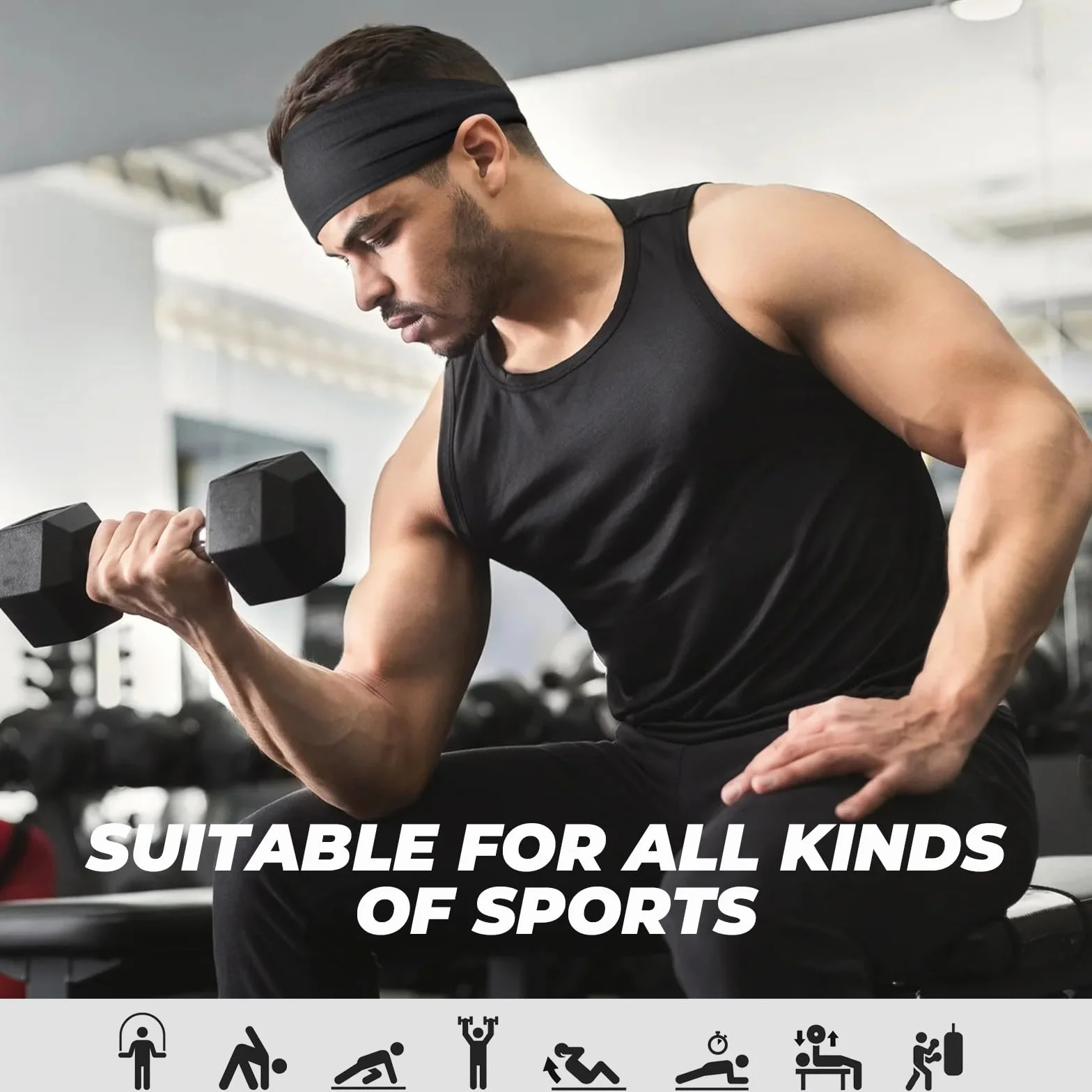 Opaski na czoło antypoślizgowe oddychające przeciwpotowe dla mężczyzn i kobiet do biegania fitness 4 sztuki