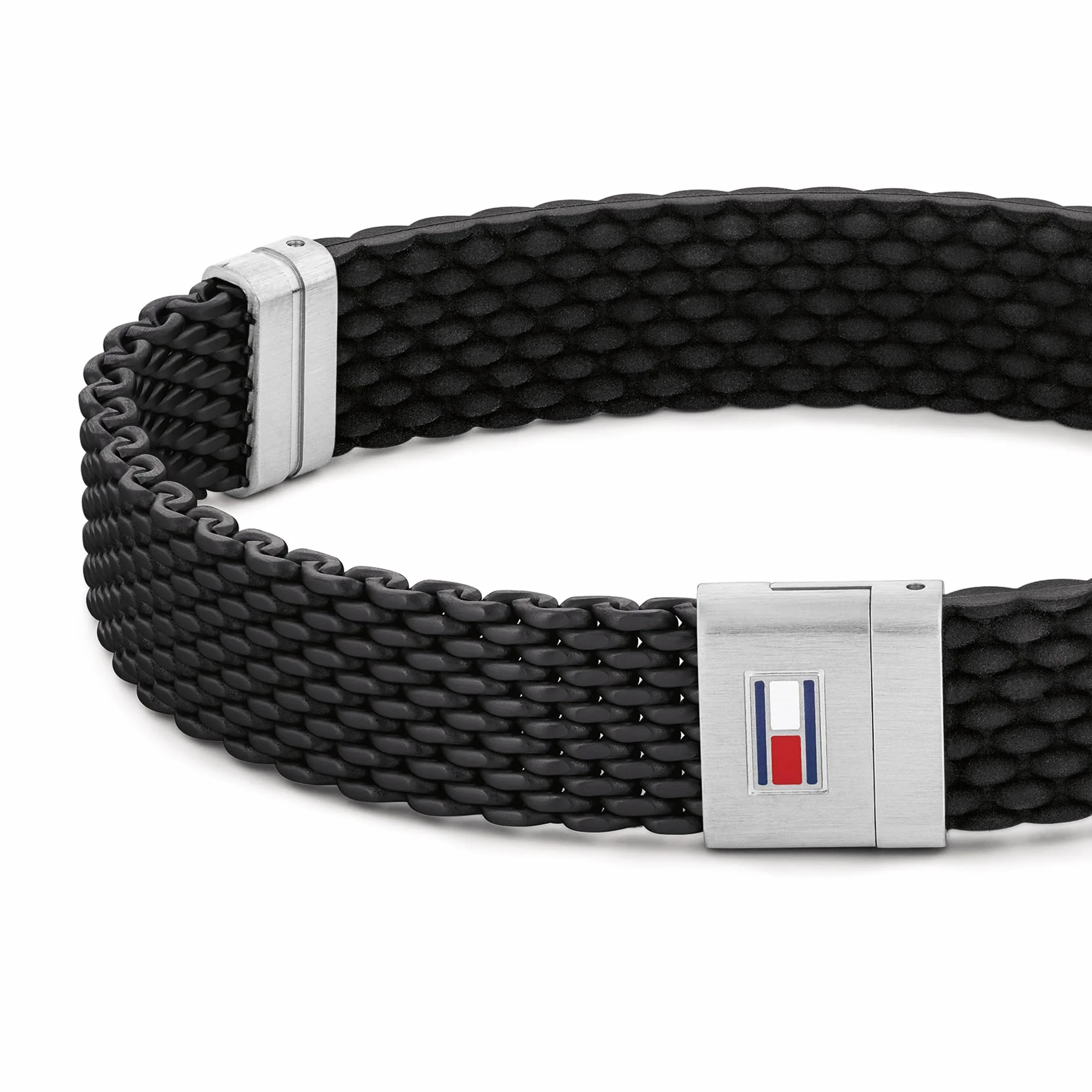 Tommy Hilfiger Herren Armband aus Edelstahl und Silikon in der Farbe Schwarz, mit Magnetverschluss, Gesamtlänge ca. 19,5 cm, 2790240S