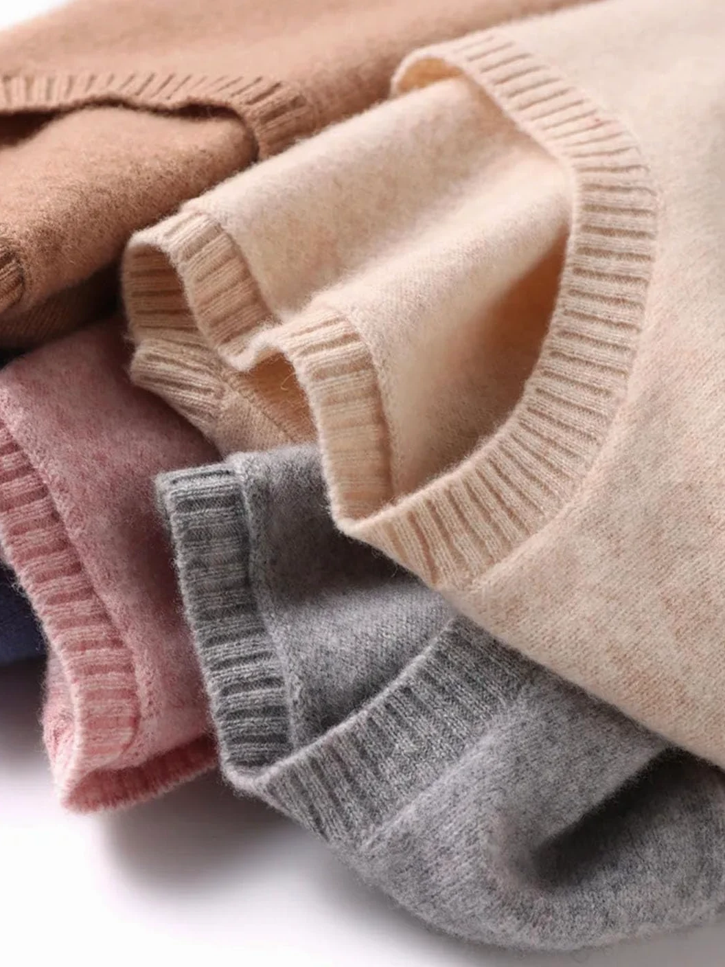 Damski sweter kaszmirowy wełniany sweter z dzianiny okrągły dekolt podstawowy ciepły sweter