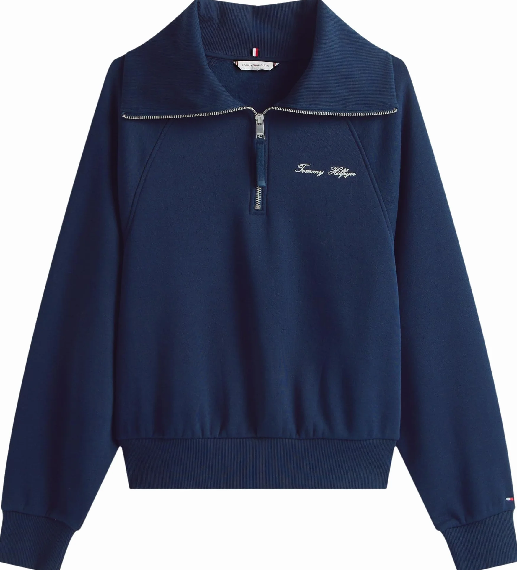 Tommy Hilfiger Damska klasyczna bluza polarowa z zamkiem błyskawicznym WW0WW46632, niebieska, XXXL, Niebieski (Dark Night Navy), 3XL duże rozmiary wysoki
