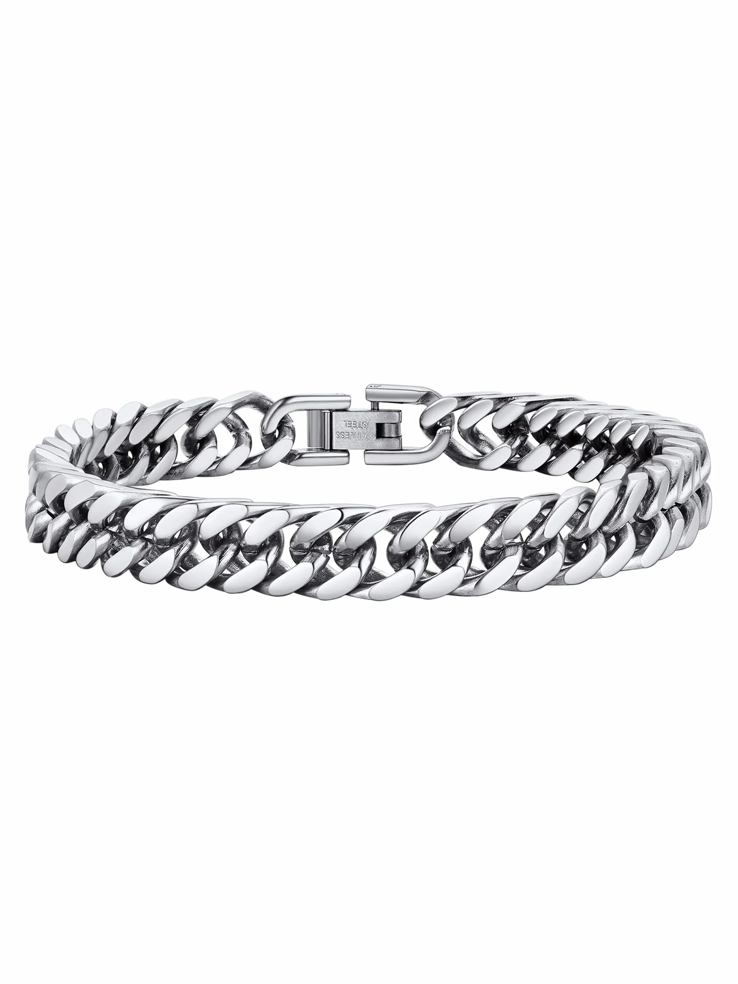 PROSTEEL Bransoletka łańcuszkowa kubańska 17 mm srebrna pozłacana czarna 19/21/23 cm