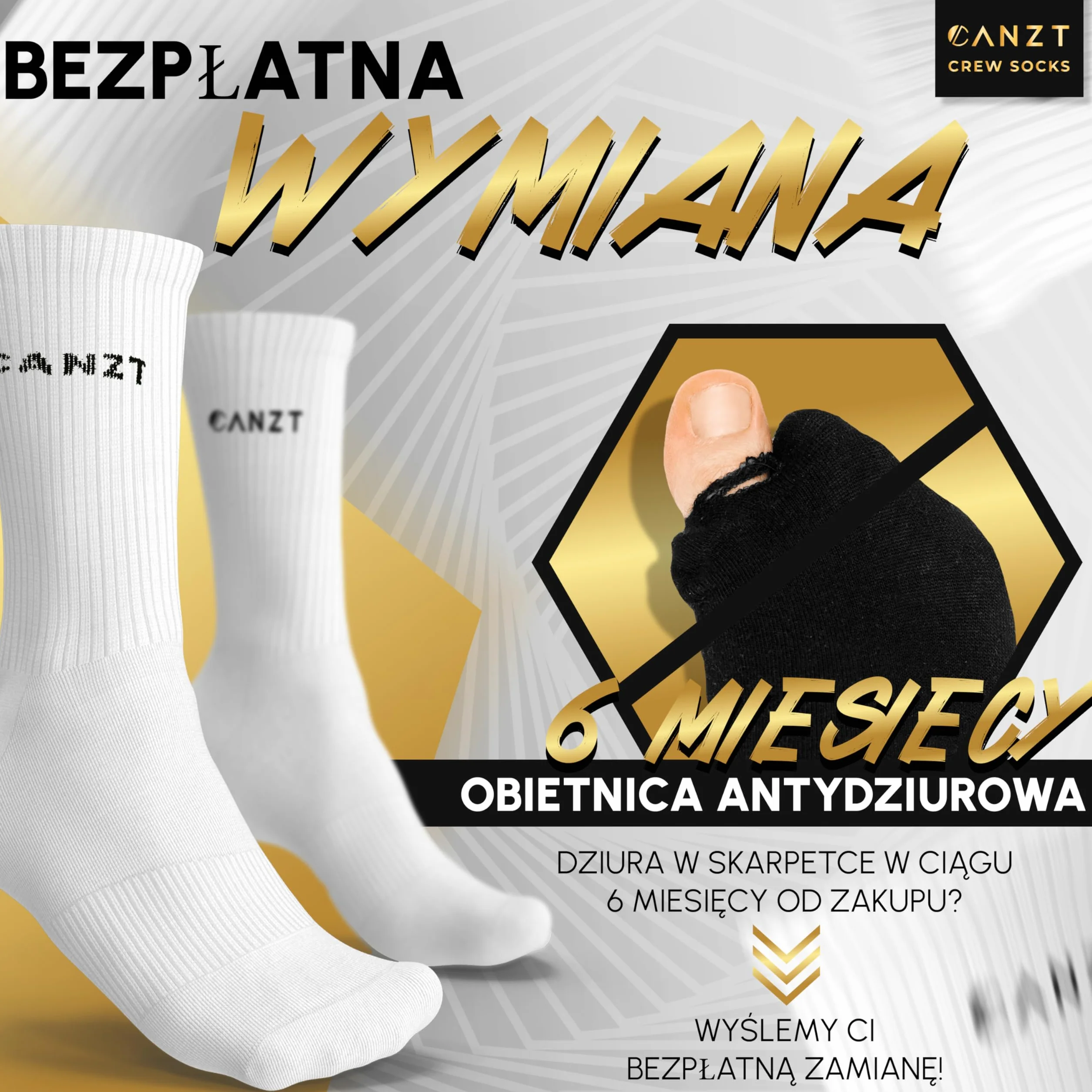 Skarpety Tenisowe Sportowe Białe Męskie i Damskie Zestaw 6 43-46 Bawełna