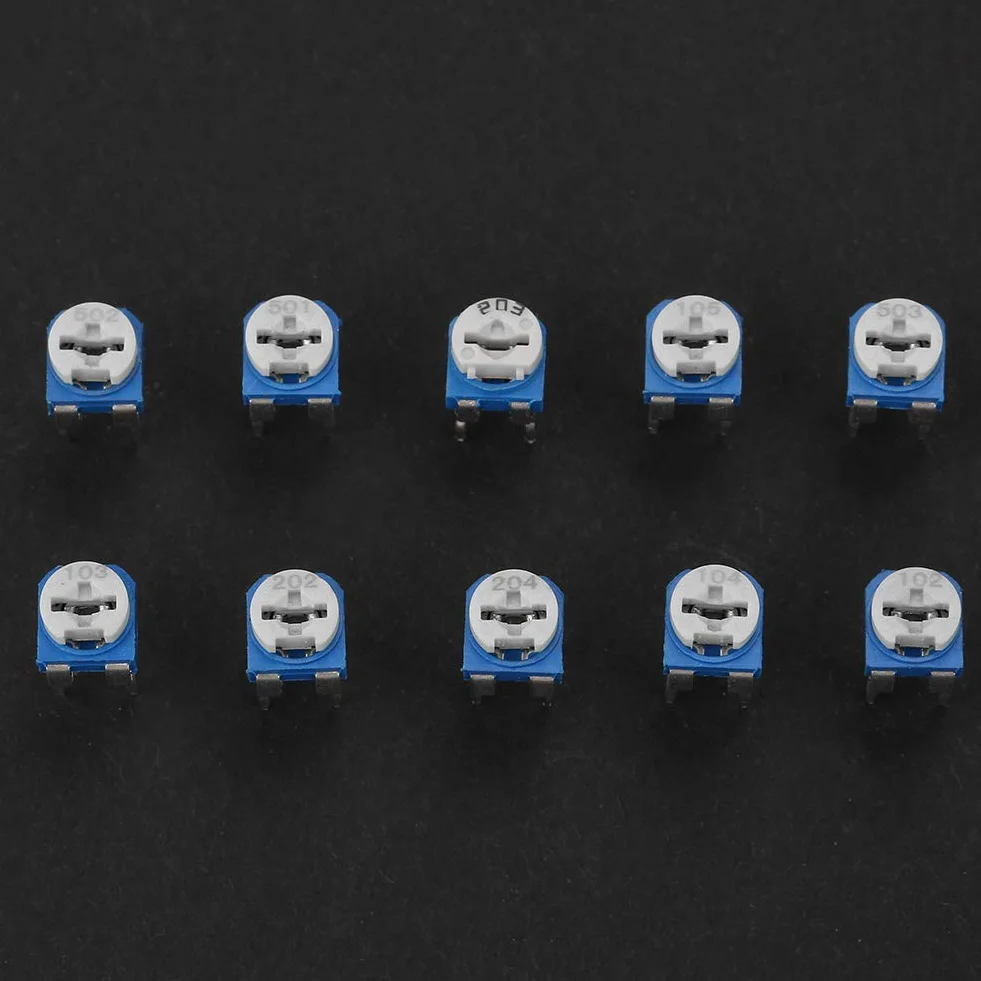 100Pcs 10 Werte variable Widerstände, 500 Ohm bis 1M Ohm Widerstand Ajustable Trimmer Potentiometer mit Assorted Kit