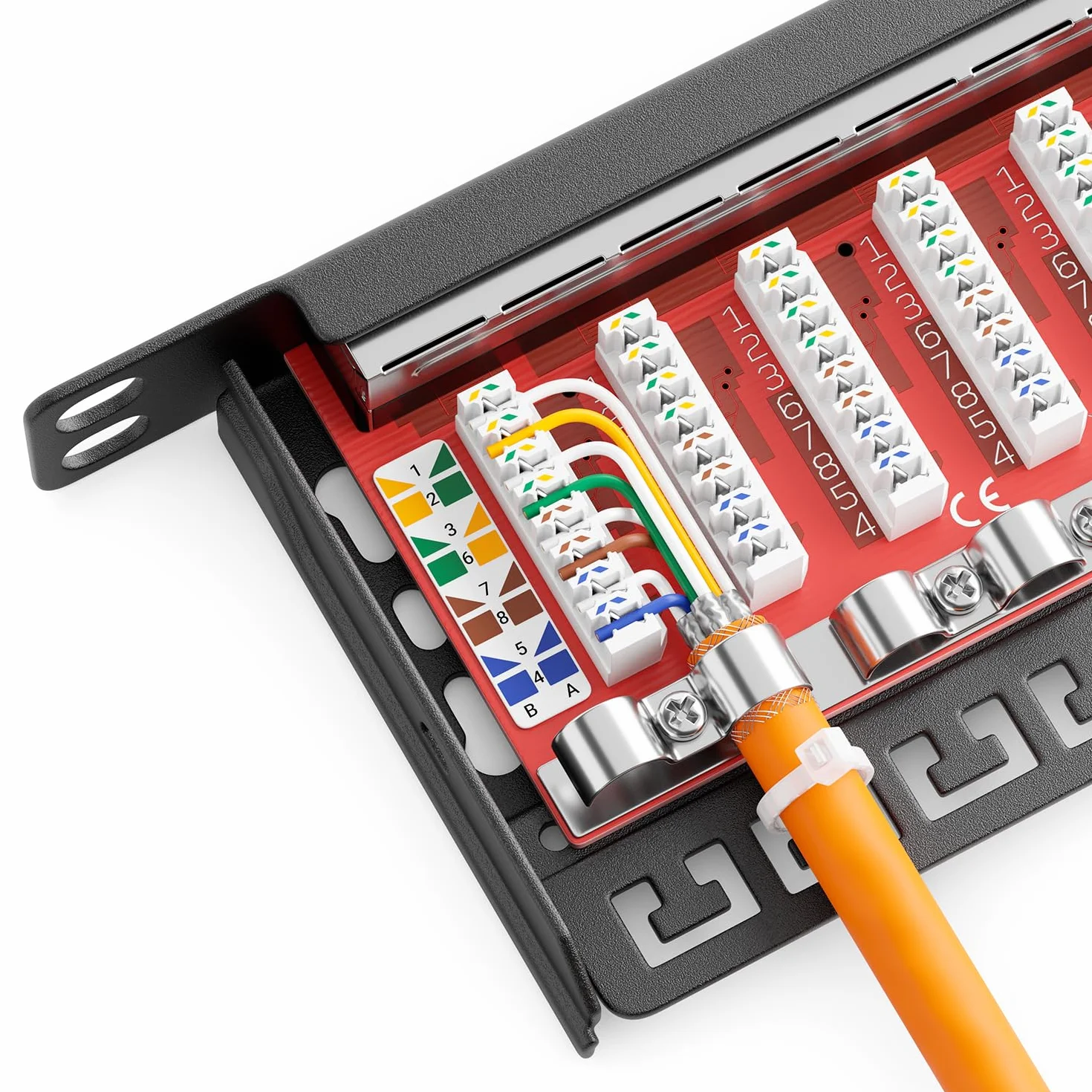 deleyCON CAT 6a 0.5U Patch Panel Mini Patch Panel 12 Portów - Desktop 10 Cali Montaż w Szafie Serwerowej RJ45 Ekranowany TIA568A TIA568B RAL 9005 Czarny