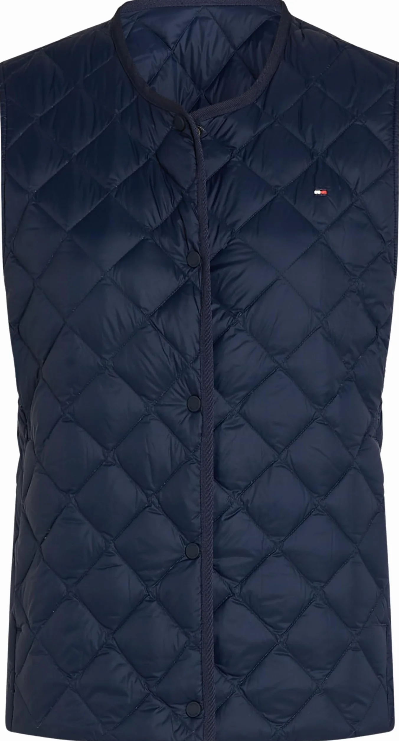 Tommy Hilfiger Damska kurtka bez rękawów pikowana kołnierzyk cienka kamizelka, Niebieski (Dark Night Navy), 3XL