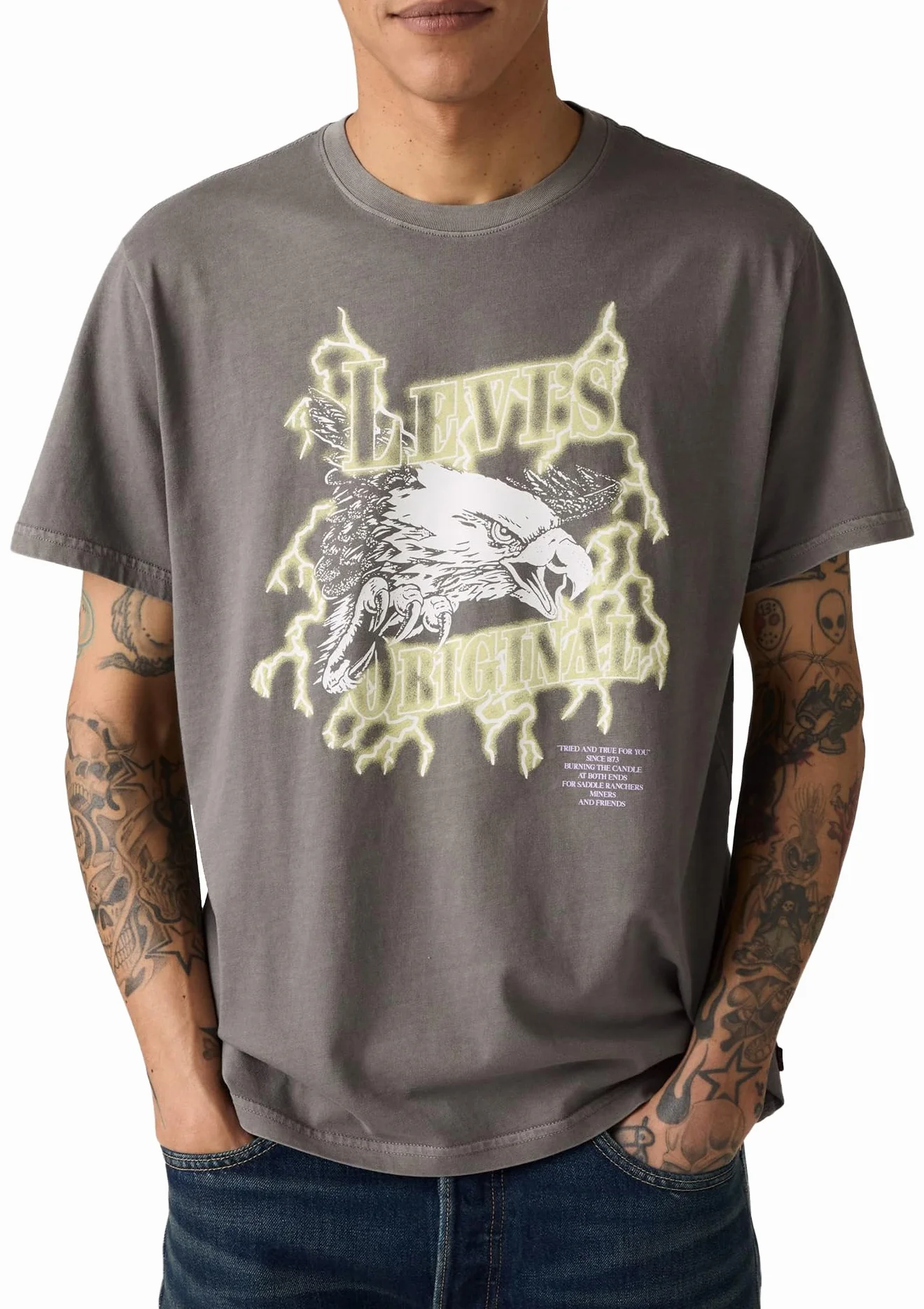 Levi's Ss Relaxed Fit Tee Lightning Eagle Smoke, Lightning Eagle Smok, L