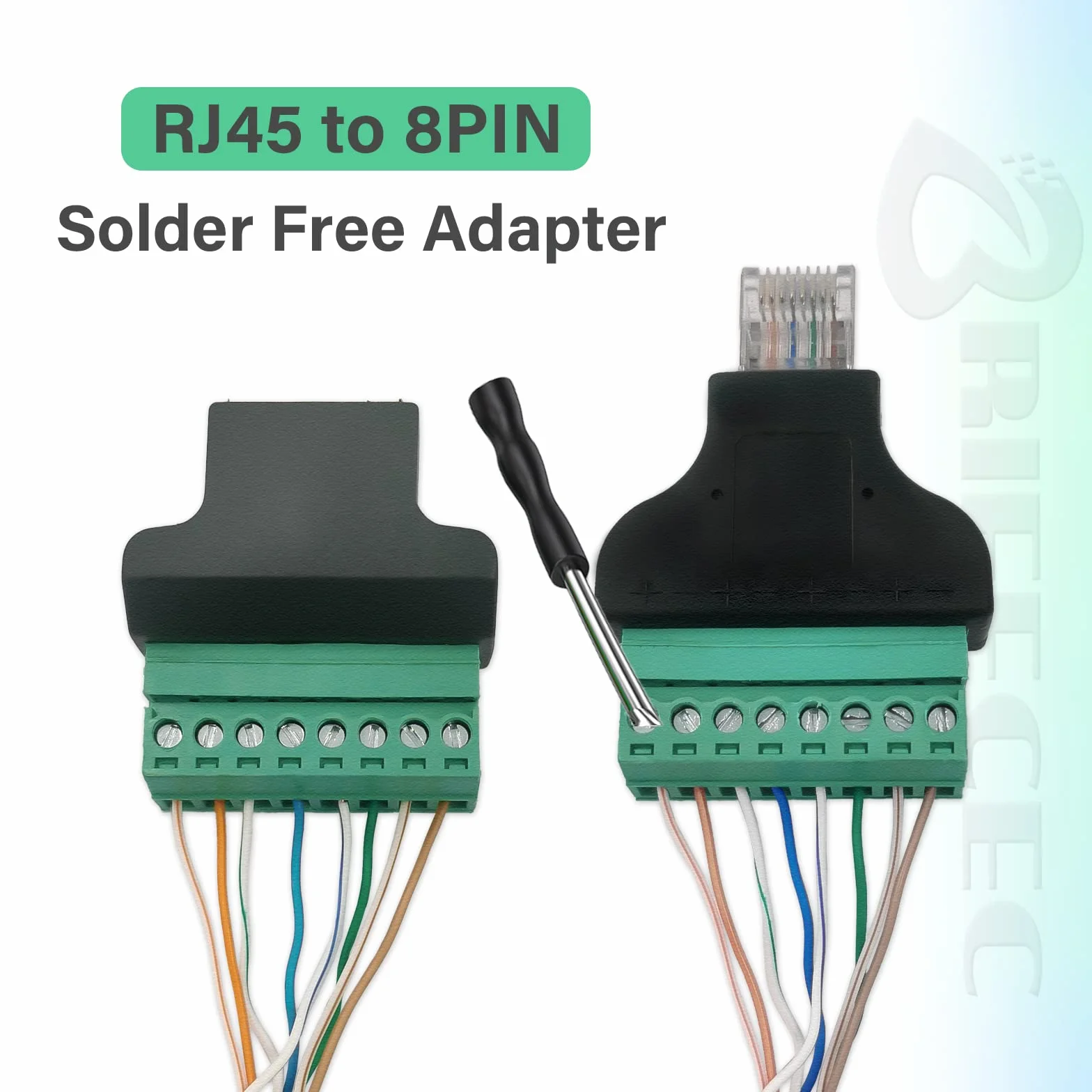 Gniazdo RJ45 do bloku terminala 8-pinowego, złącze Covvy CCTV/DVR Ethernet RJ45 żeńskie gniazdo jack do 8-pinowej śruby RJ45 złącze (1 x gniazdo + 1 x wtyczka)