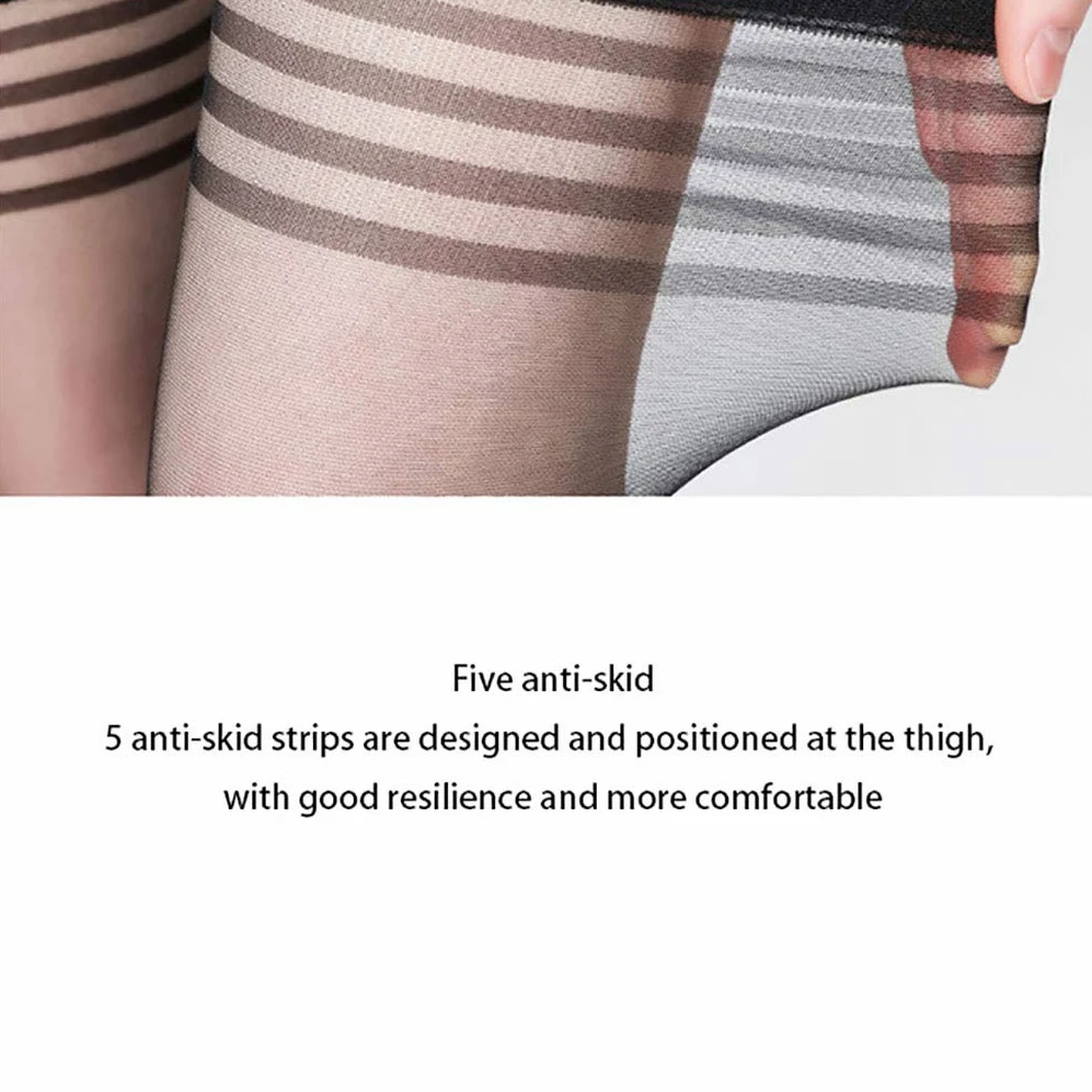 Damskie antypoślizgowe silikonowe koronkowe pończochy do uda z jedwabiu, pończochy z mikrofibry, pończochy samonośne, przezroczyste pończochy samonośne, brązowe, 5 par (brązowe 5 par)