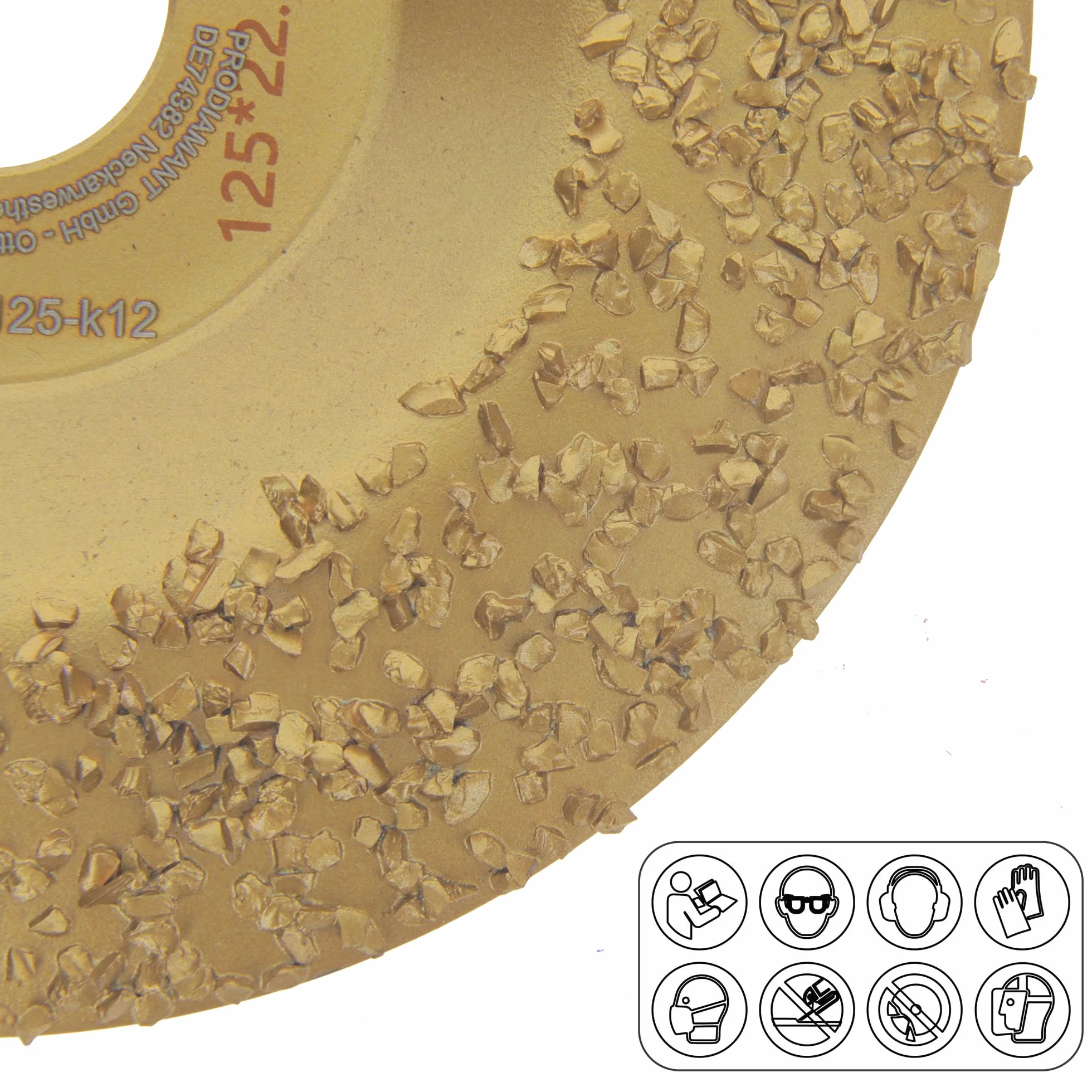 PRODIAMANT Tarcza pilnikowa Ø 125 mm K12 – tarcza szlifierska pokryta węglikiem wolframu do szlifierek kątowych, gruba, idealna do szlifowania, kształtowania i pielęgnacji pazurów