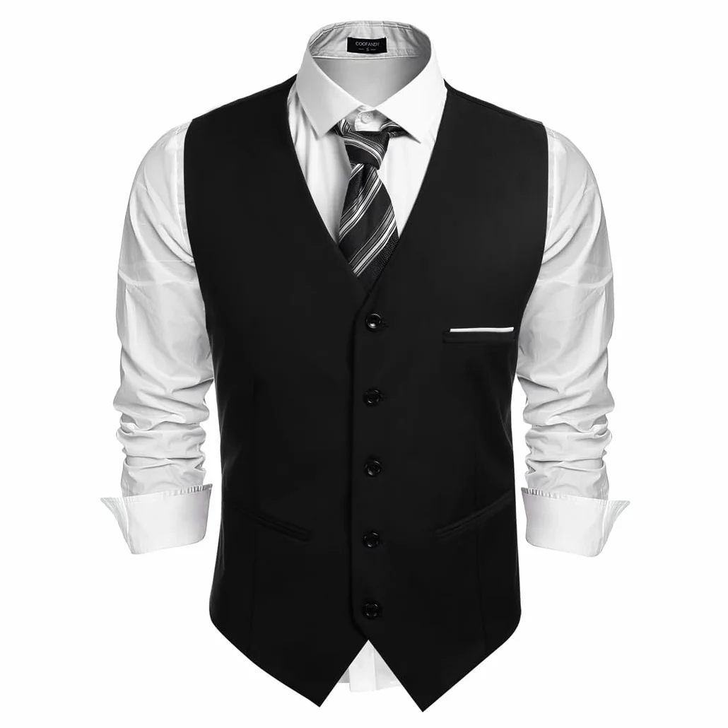 COOFANDY Kamizelka garnitur slim fit biznesowa wesele