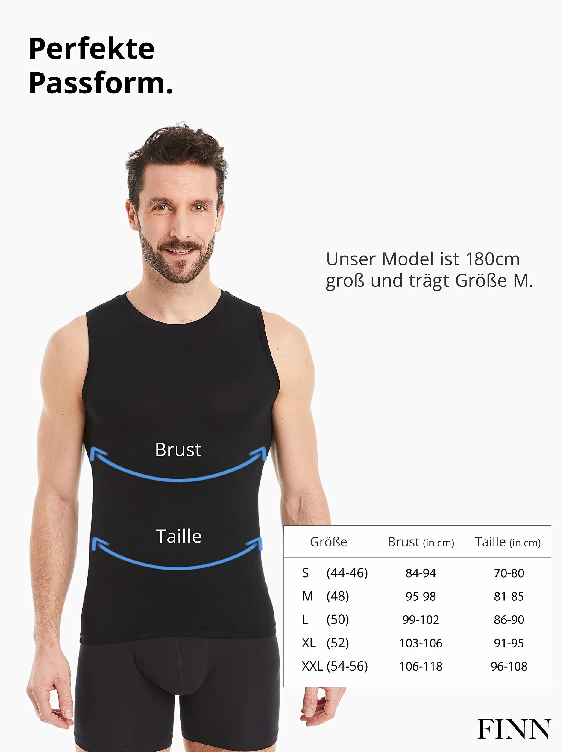 FINN Biznesowy podkoszulek męski bez rękawów z okrągłym dekoltem - podkoszulek męski Tank Top z oryginalnego materiału Lenzing® Modal
