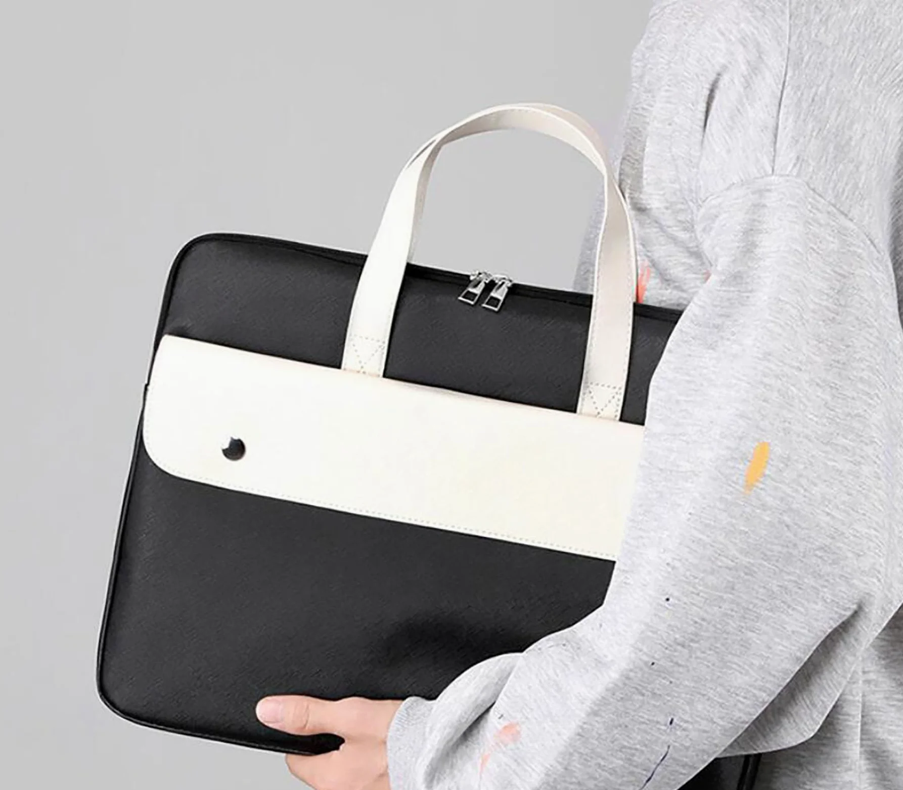 Torba na laptopa, wodoodporny skórzany pokrowiec na laptopa do 15,6 cala, kompaktowy i lekki, wiele kieszeni do podróży, biznesu i pracy