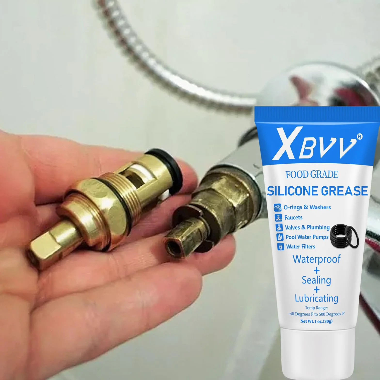 XBVV Smar silikonowy do hydraulika kran gumowe podkładki zaworu O-ring 2-pak 28.3 g rurka ze szczotką