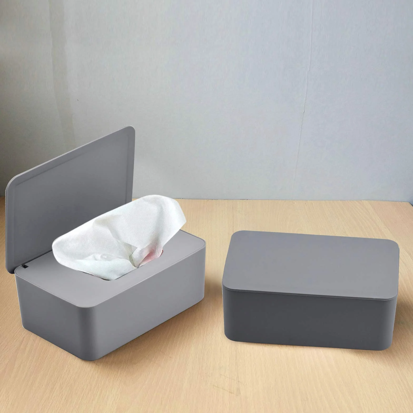Pojemnik na chusteczki pojemnik na mokre chusteczki dla niemowląt pojemnik na chusteczki plastikowe pudełko na serwetki uchwyt na papier toaletowy z uszczelką do domu biura samochodu, szary