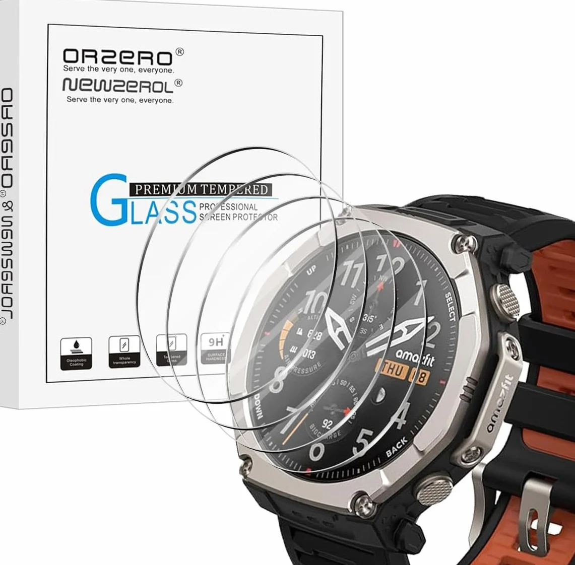 NEWZEROL Folia ochronna do Amazfit T-Rex Ultra 2, folia ochronna na wyświetlacz, 2,5D Arc Edges 9H, szkło odporne na zarysowania, bez pęcherzyków powietrza, folia ochronna na wyświetlacz do Amazfit