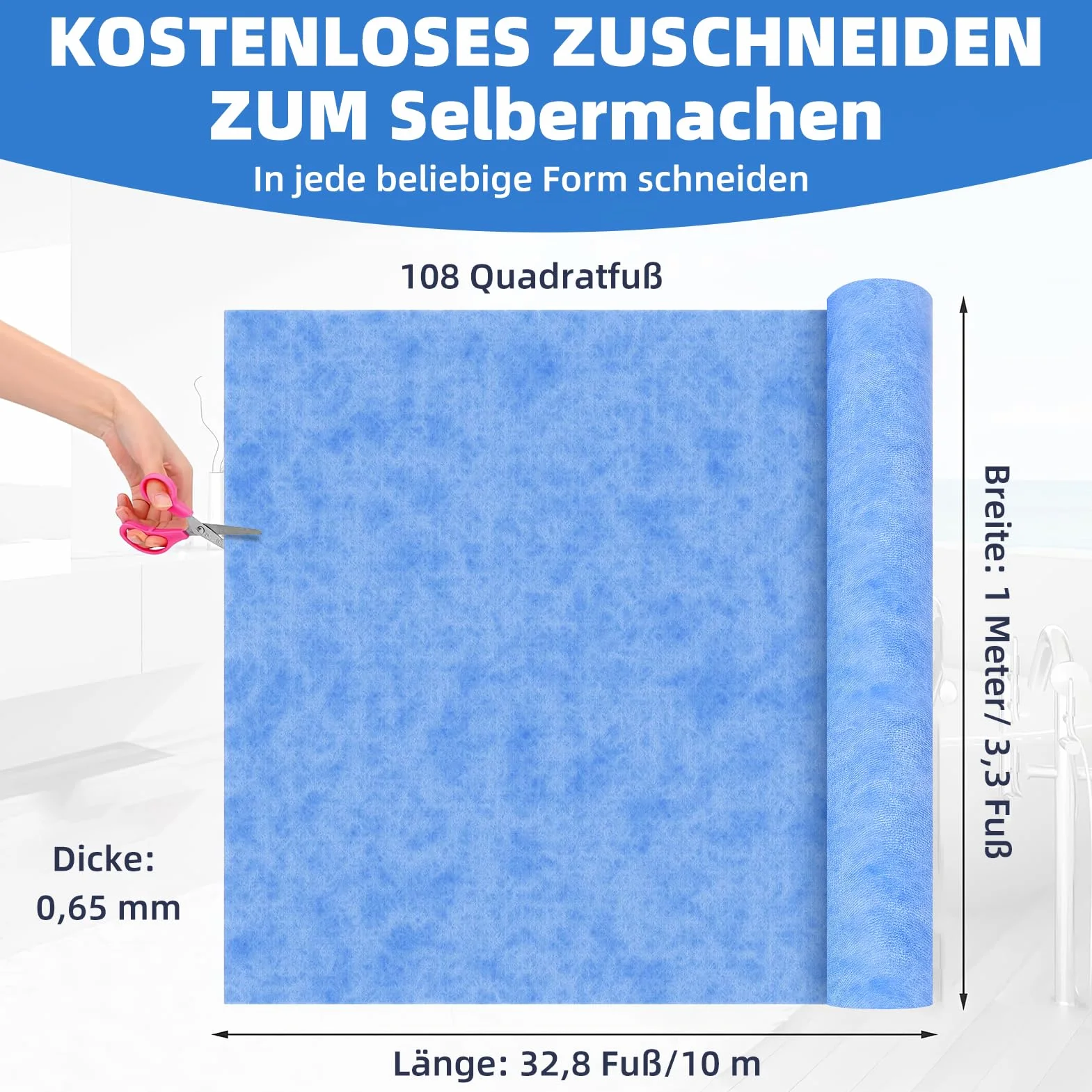 Folia uszczelniająca do prysznica, 1 x 10 m, taśma uszczelniająca premium, element prysznicowy, uszczelnienie wilgotnych pomieszczeń do łazienki, prysznica, tarasu, folia uszczelniająca do łazienki