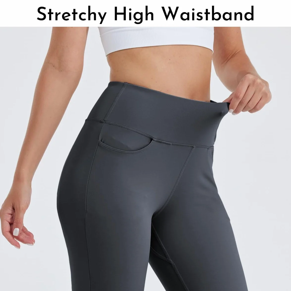 WILLIT Damskie legginsy do kolan Capri z kieszeniami, wysoka talia, spodnie Capris, na lato, do jogi