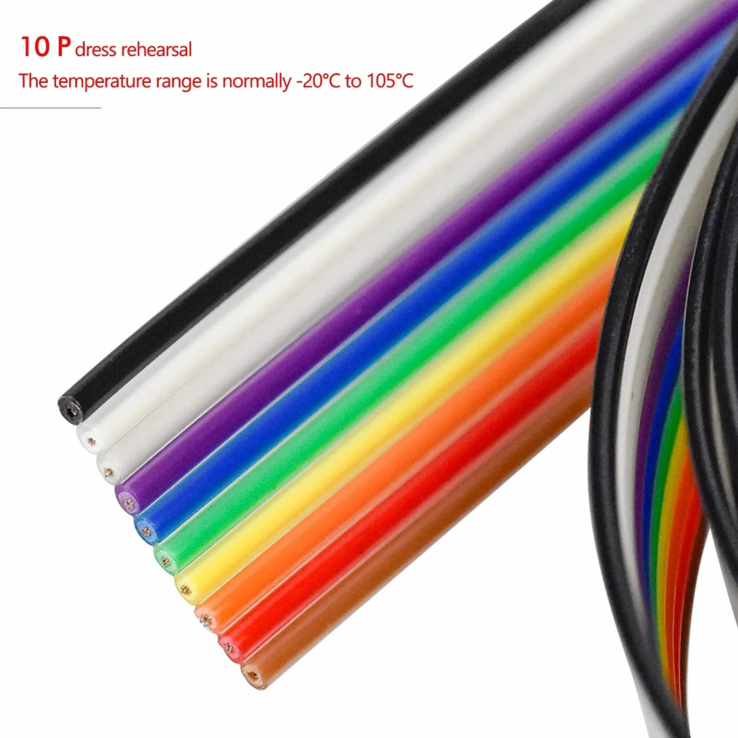 10 m IDC płaski kabel 10 pinów do Raspberry Pi Breadboard's lub Twojego Arduino, Rainbow Flat Ribbon kabel (1,27 mm)