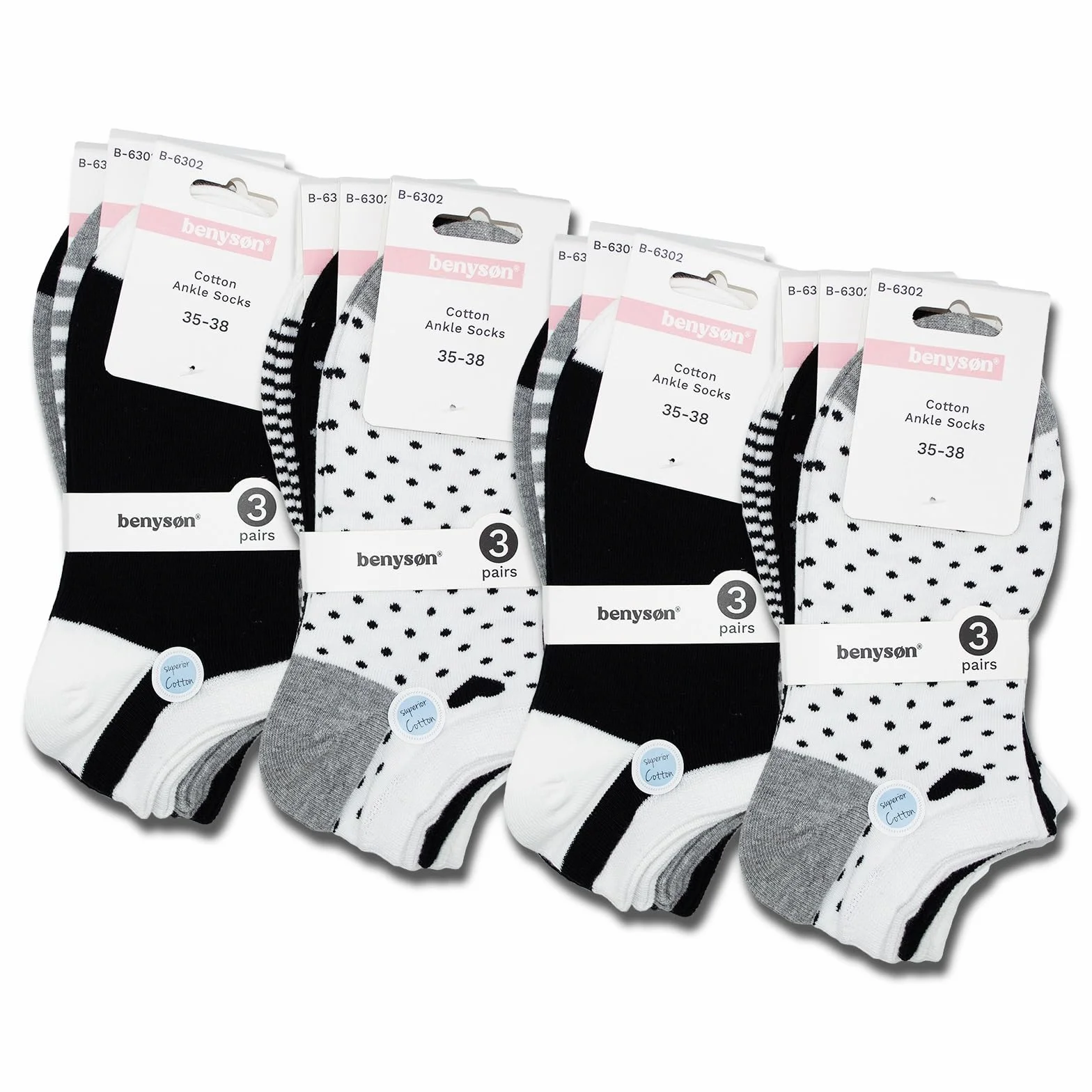 BestSale247 12 par modnych damskich i dziewczęcych skarpety do sneakersów, skarpety z bawełny 35-38; 39-42