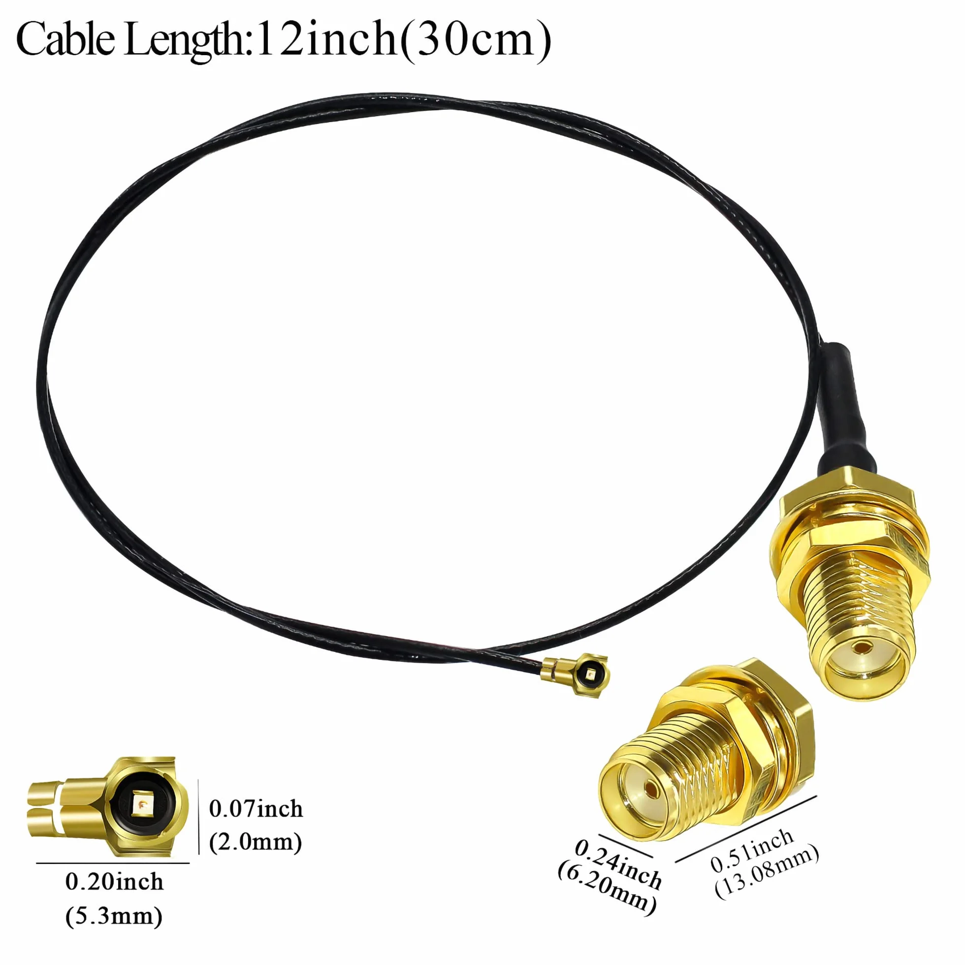 TUOLNK Gniazdo SMA na U.fl IPX kabel koncentryczny gniazdo SMA gniazdo Bulkhead na UFL MHF4 Pigtail WiFi przedłużacz anteny 0,81 mm IPX Pigtail kabel koncentryczny 12 cali (30 cm) 5 sztuk