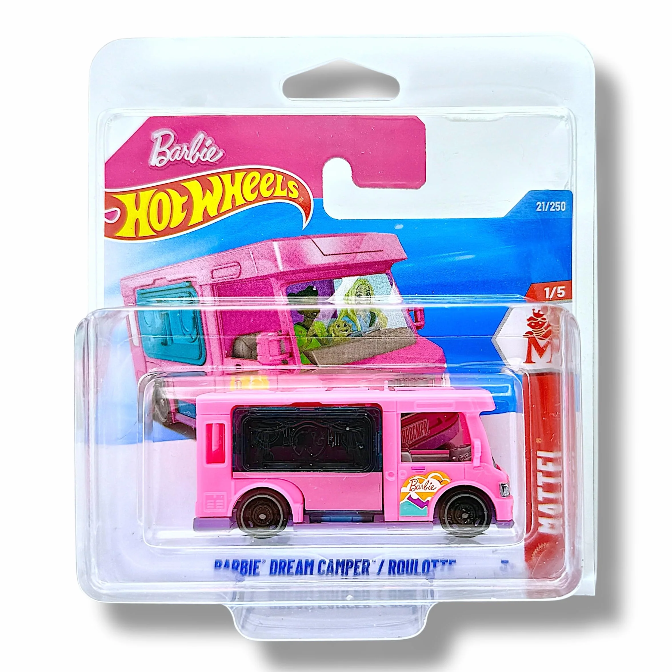 Hot Wheels - Barbie Dream Camper - HW Mattel seria 1/5 - JJH96 - Short Card - Pink Camping Bus 21/250 - Mattel 2026-1:64 - Artykuł kolekcjonerski
