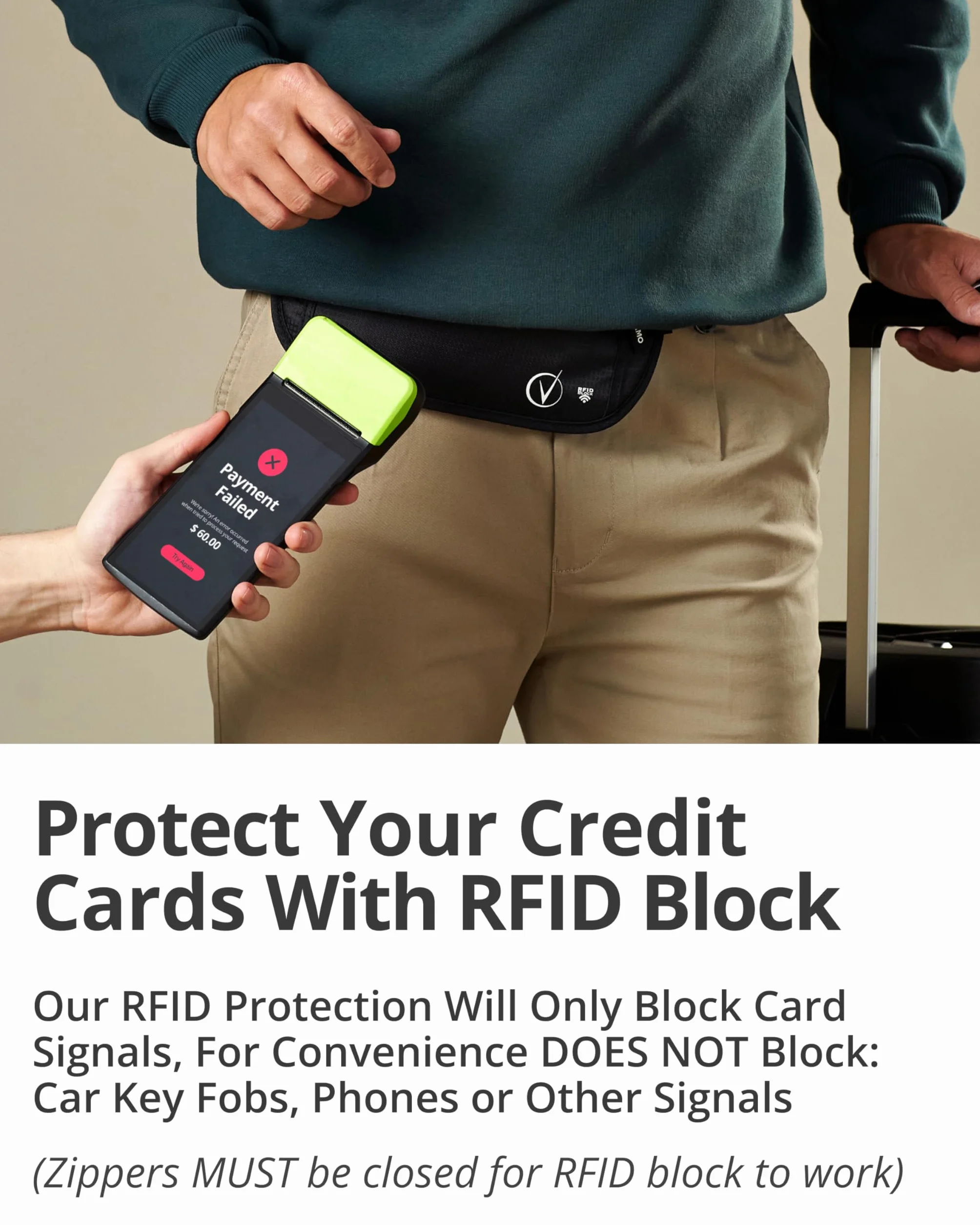 Pas na pieniądze do podróży z ochroną RFID, ukryta torba na portfel i nie tylko