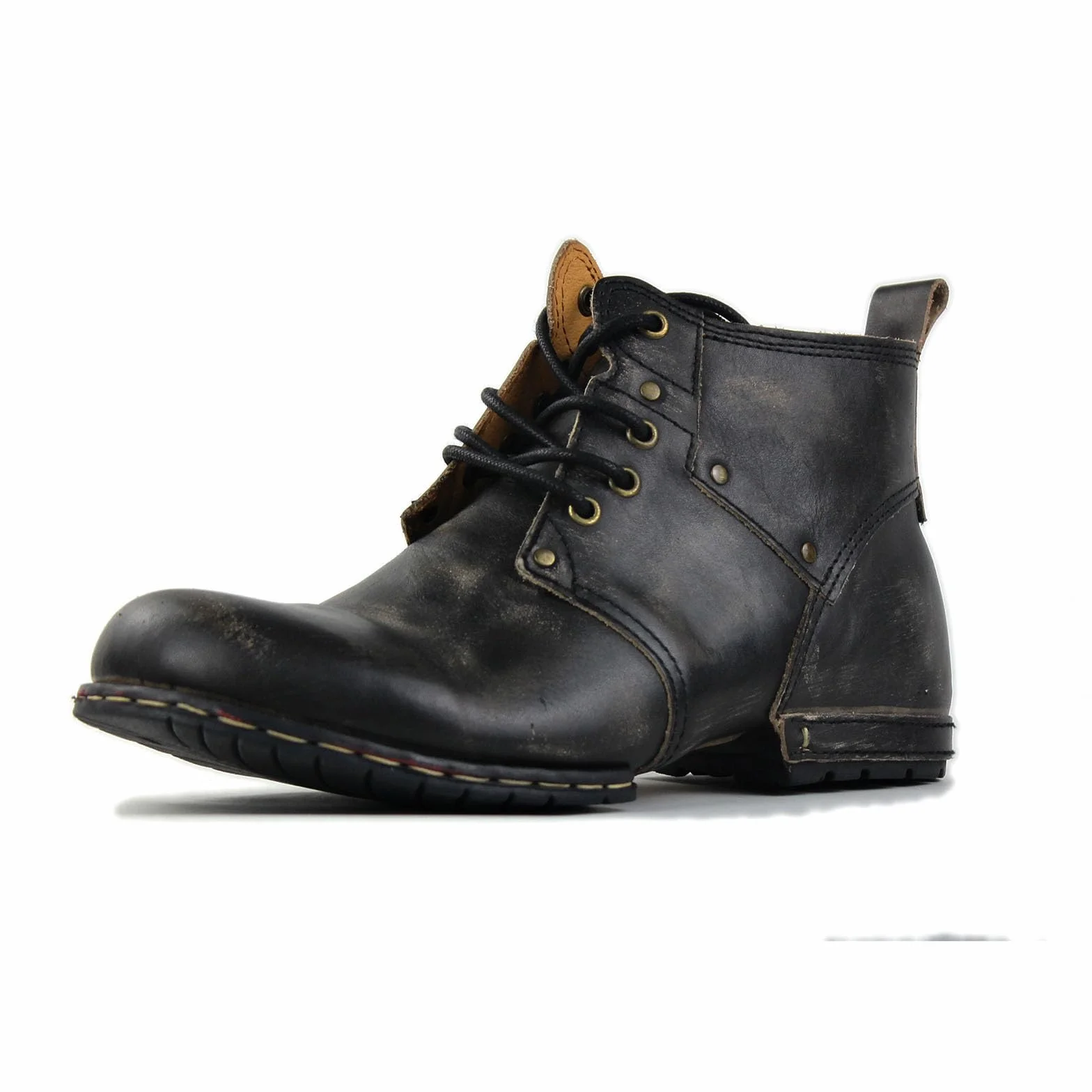OSSTONE Mężczyźni Buty Zimowe Prawdziwa Skóra do Kostki Bojowe Kamuflaż Chukka Boots OS-6015-1-B-R