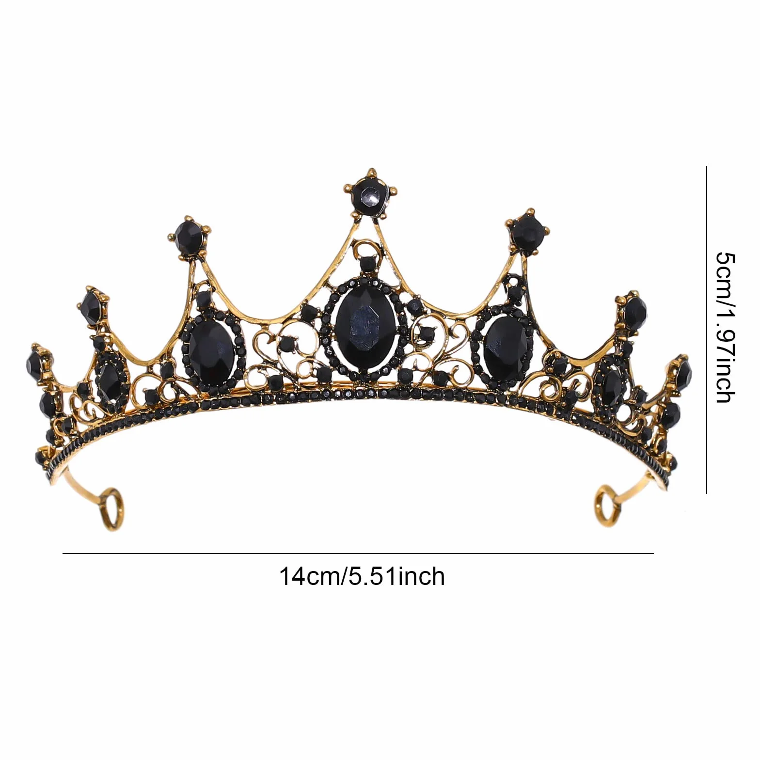 Czarna barokowa korona, diadem z kryształową koroną, styl gotycki, diadem ślubny, diadem ślubny, opaska na głowę, kryształ górski, korona diadem dla panny młodej, bankiet i przyjęcie urodzinowe