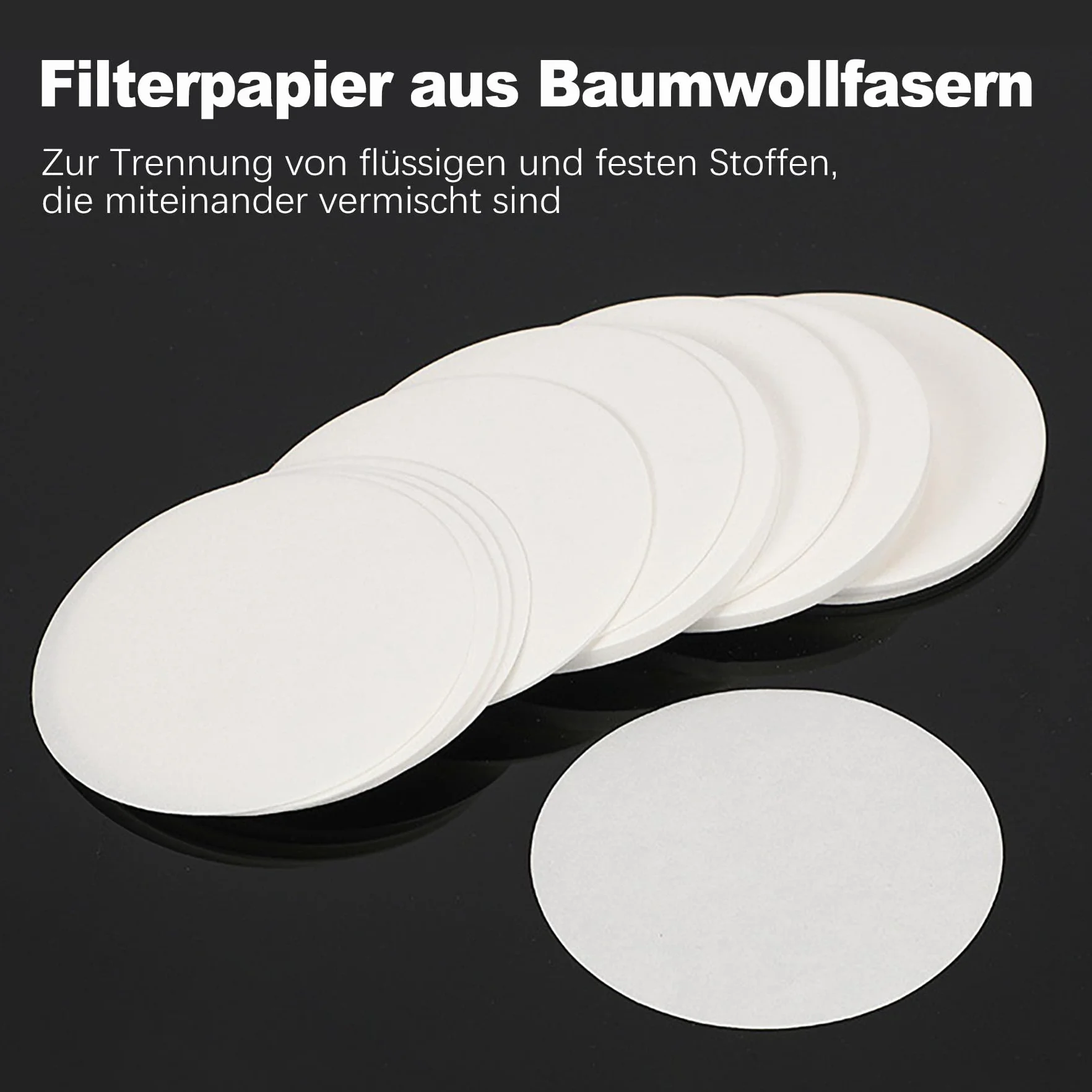 100 sztuk filtrów papierowych okrągłych 11 cm, średnia prędkość przepływu dla laboratorium i filtrów do kawy, biały