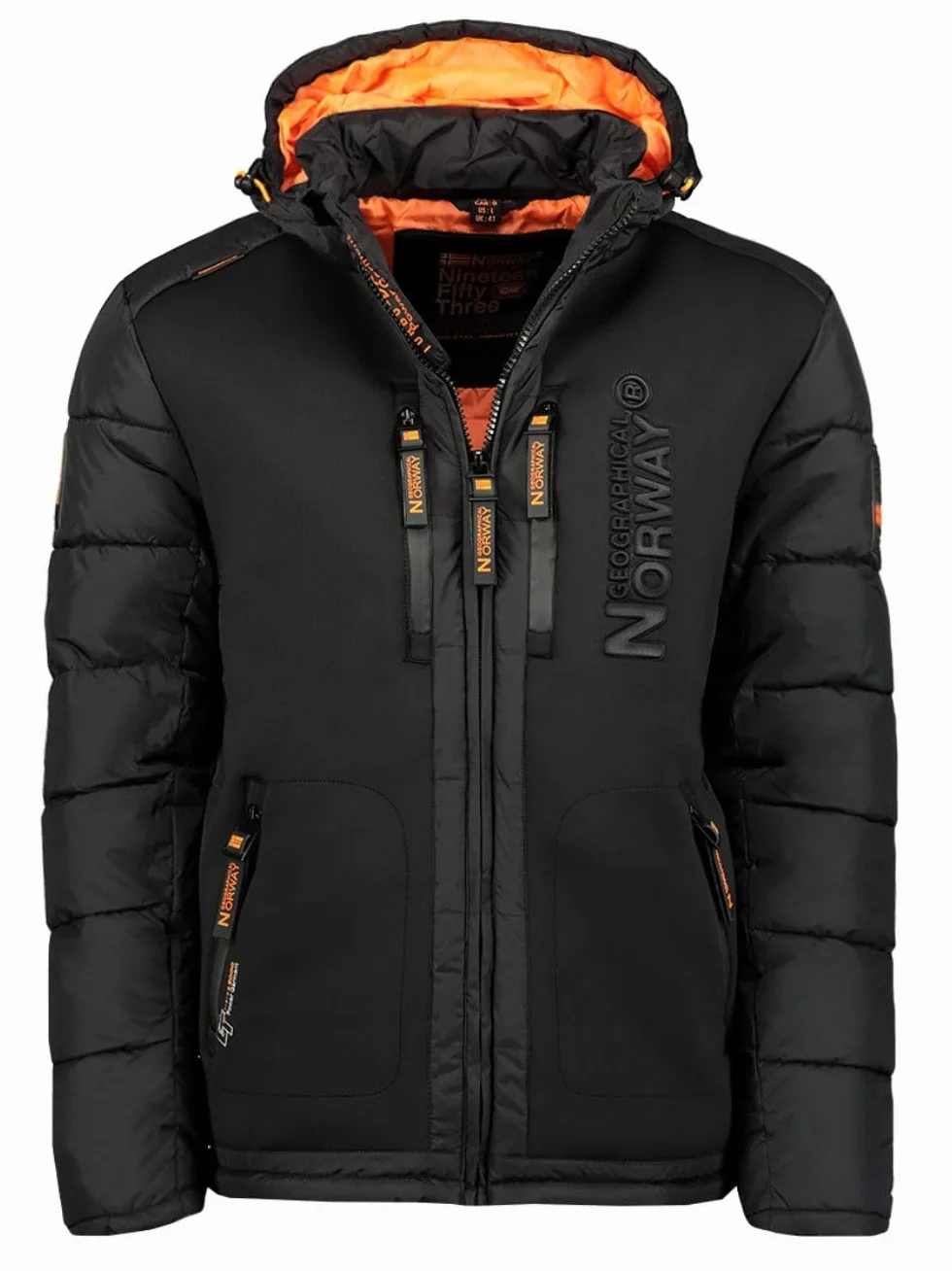 Geographical Norway męska pikowana kurtka zimowa z kapturem Anorak S-7XL Outdoor SKI snowboard