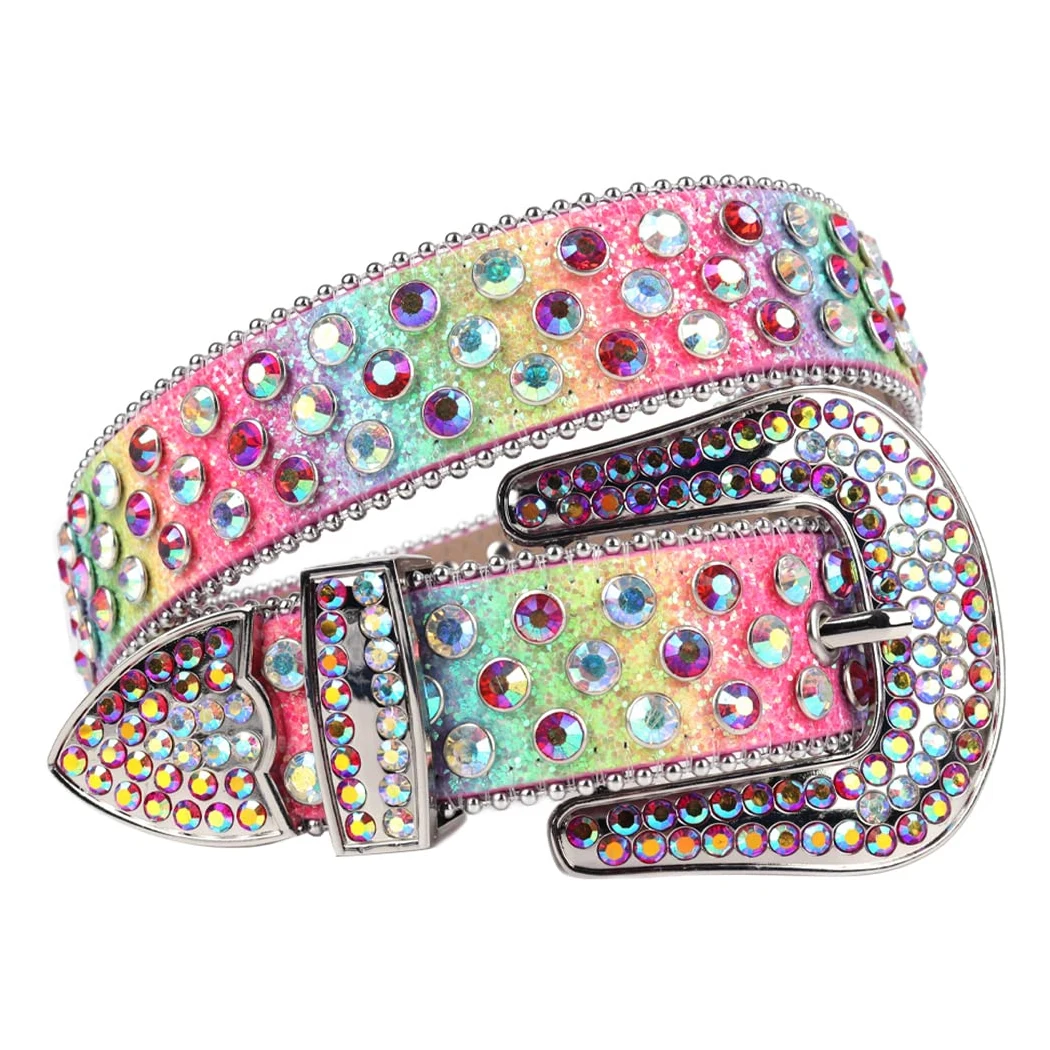 Różowy kryształ górski pasek damski męski jakość kryształ wysadzany paskiem mężczyzna kobiety Ceinture Femme Cinto De Strass do dżinsów deeratywny kolorowy 3 cm