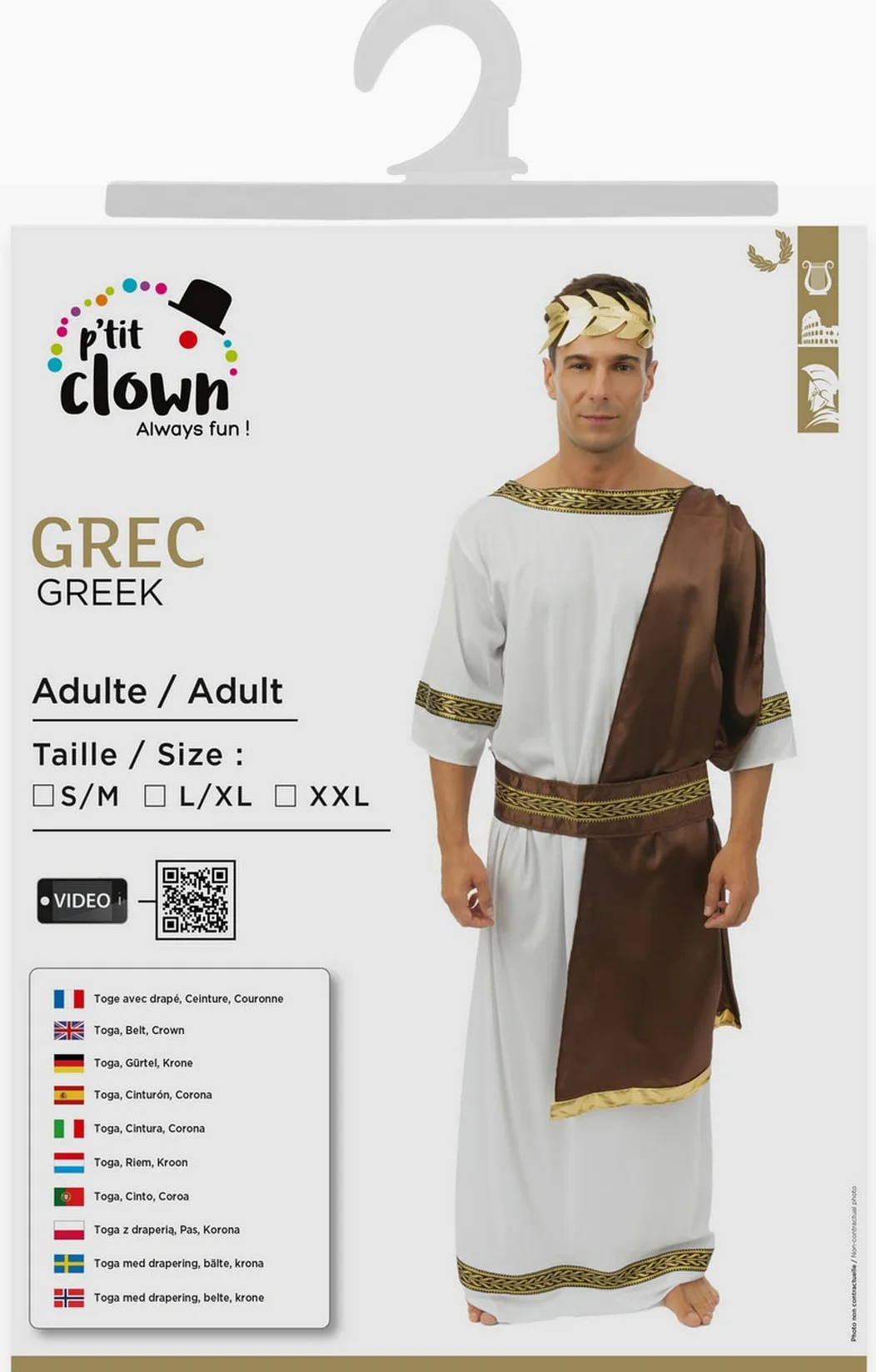 P 'tit Clown – 99668 – kostium dla dorosłych, luksusowy, grecki – rozmiar L/XL