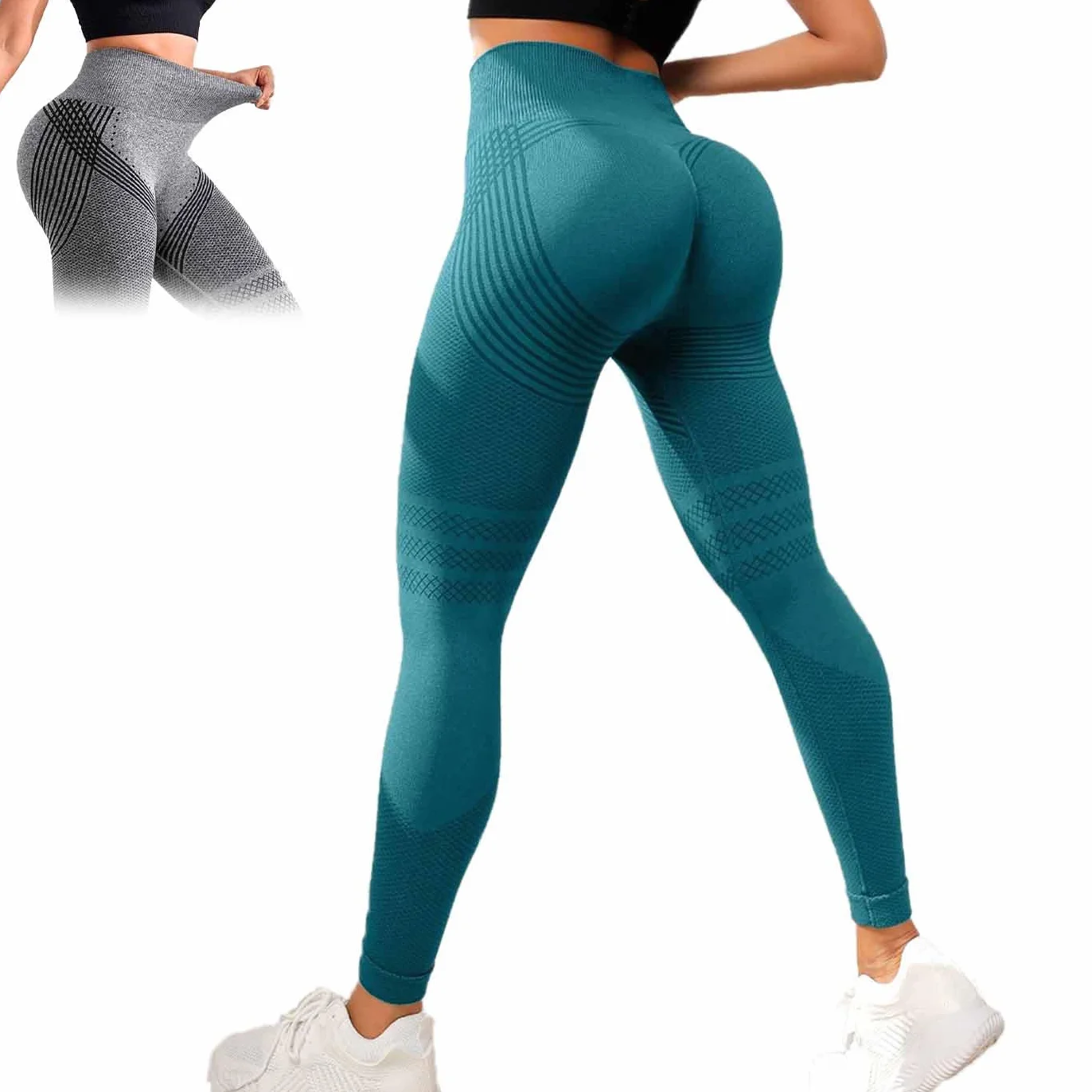 Leginsy Kompresyjne 3d Dla Kobiet,Sportowe Legginsy Anty-TłUszczowe Push-Up,Bezszwowe KryjąCe Spodnie Do Jogi,Sportowe Rajstopy Do ćWiczeń
