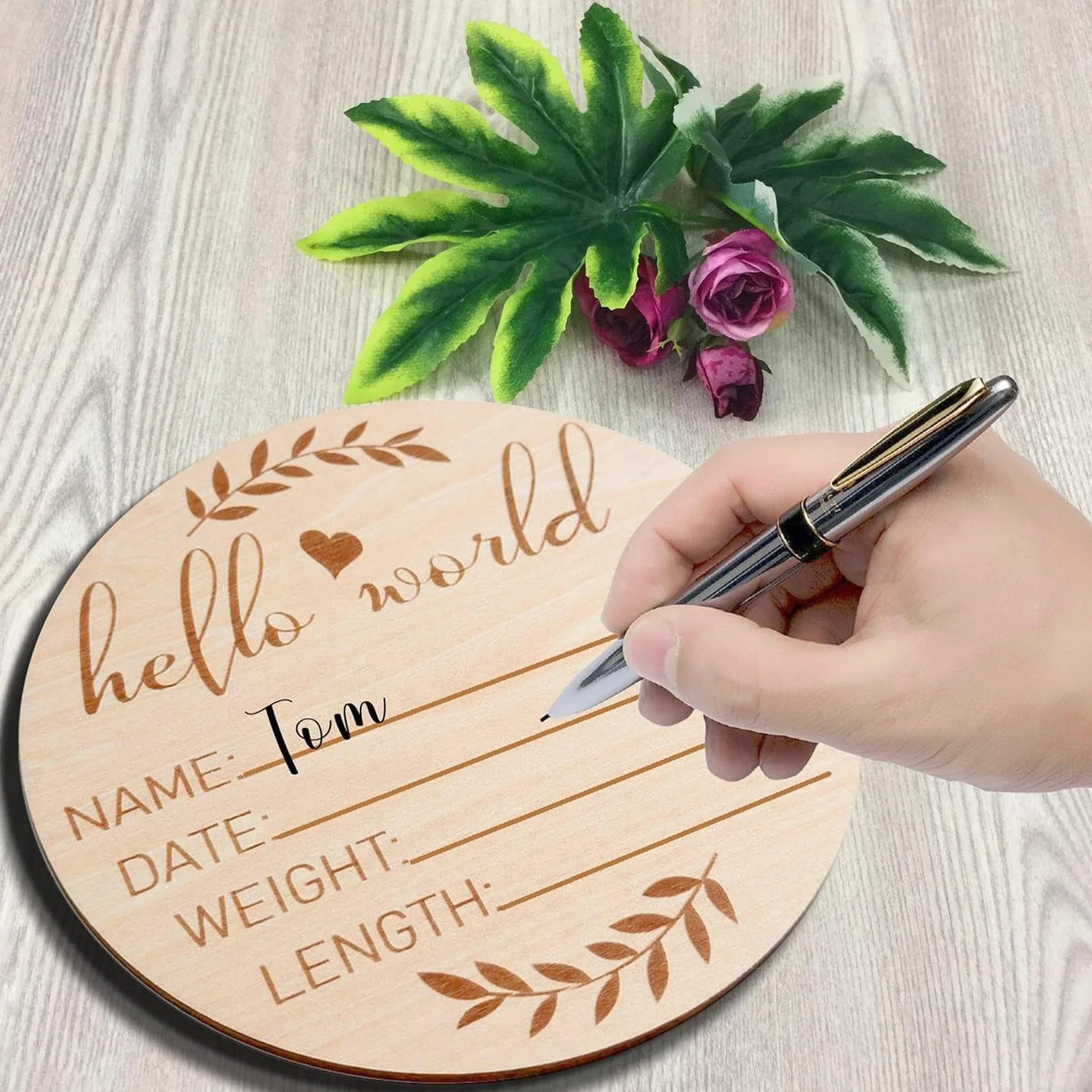 Znak og?oszenia szpitala dzieci?cego - okr?g?y drewniany znak urodzenia dziecka | unikalny znak urodzenia, cenione pami?tki na baby shower