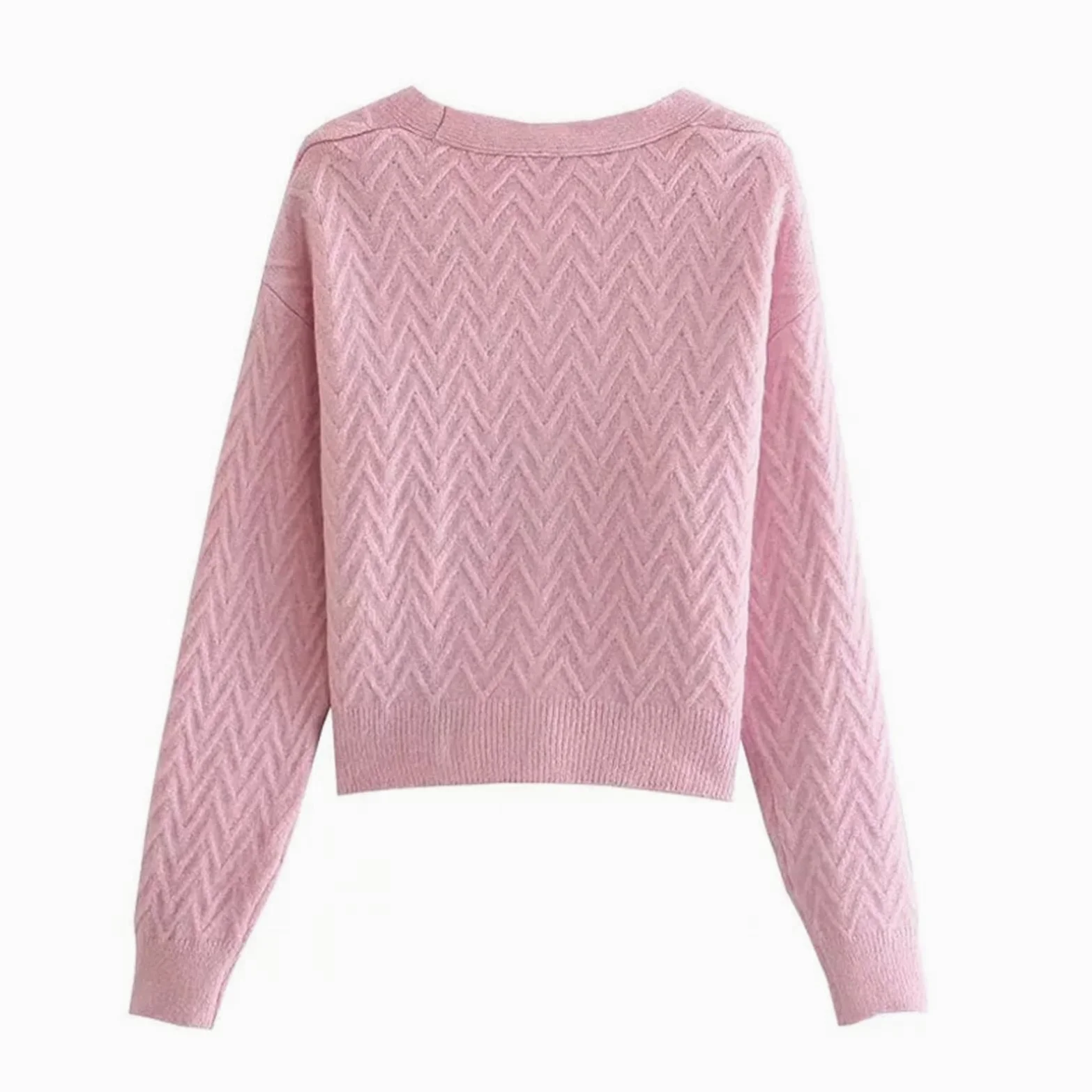 Damskie swetry sweter damski dzianinowe kardigany dekolt w serek różowy kardigan damski top z długim rękawem kieszeń damska dzianinowa kurtka