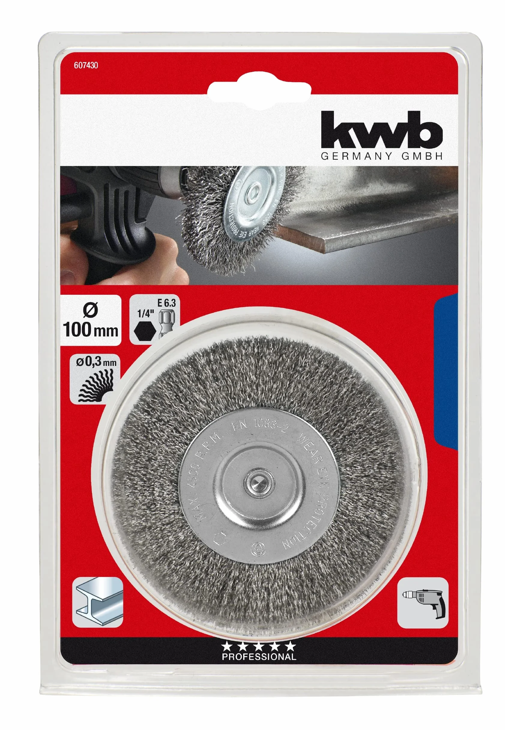 kwb 6074-30 607430 szczotka tarczowa, drut stalowy HSS, falisty