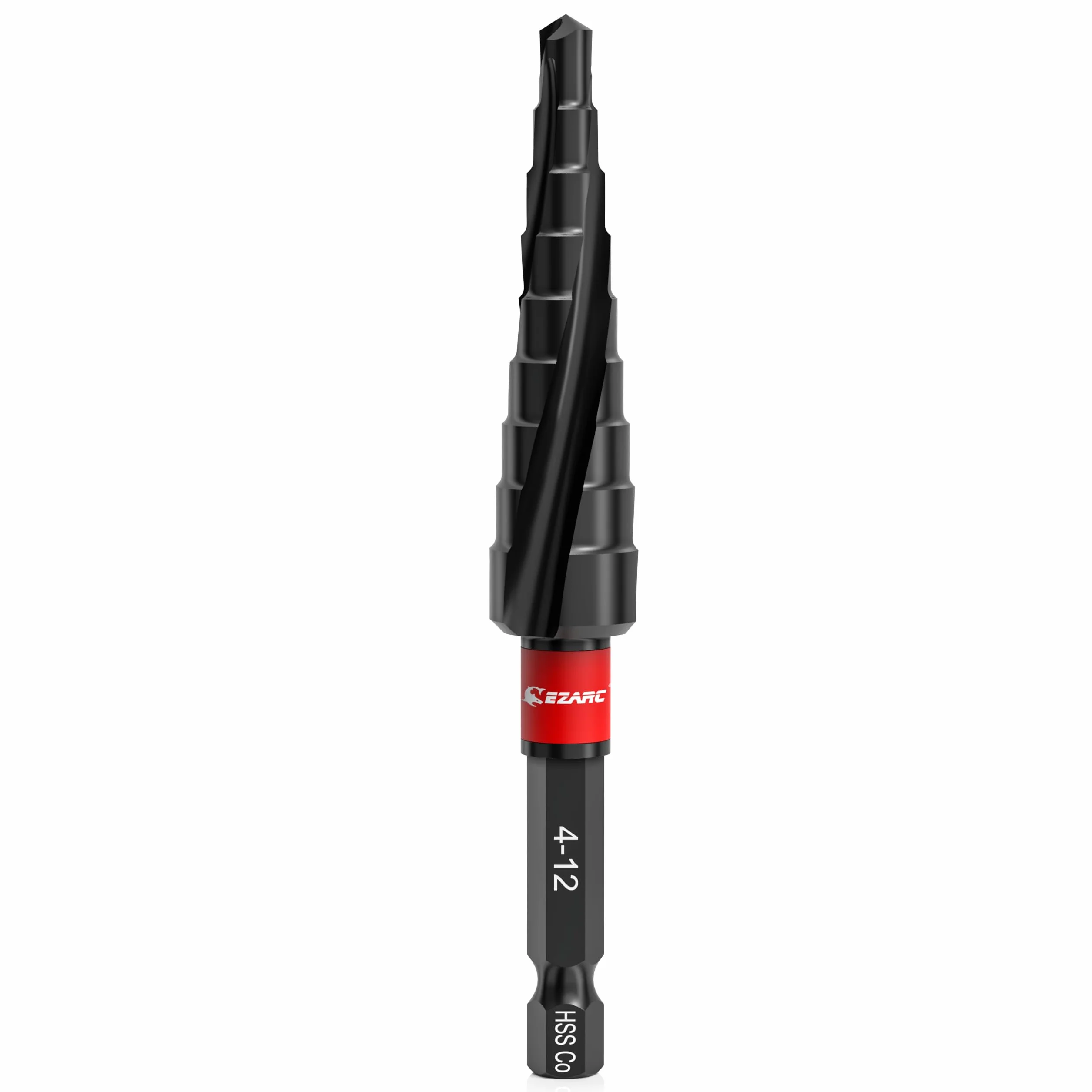 EZARC Wiertło stopniowe Ø 4-12 mm HSS kobaltowe Pro TiAIN profesjonalne wiertło stożkowe do obierania metalu, stali nierdzewnej, aluminium, drewna, tworzywa sztucznego, 9 stopni