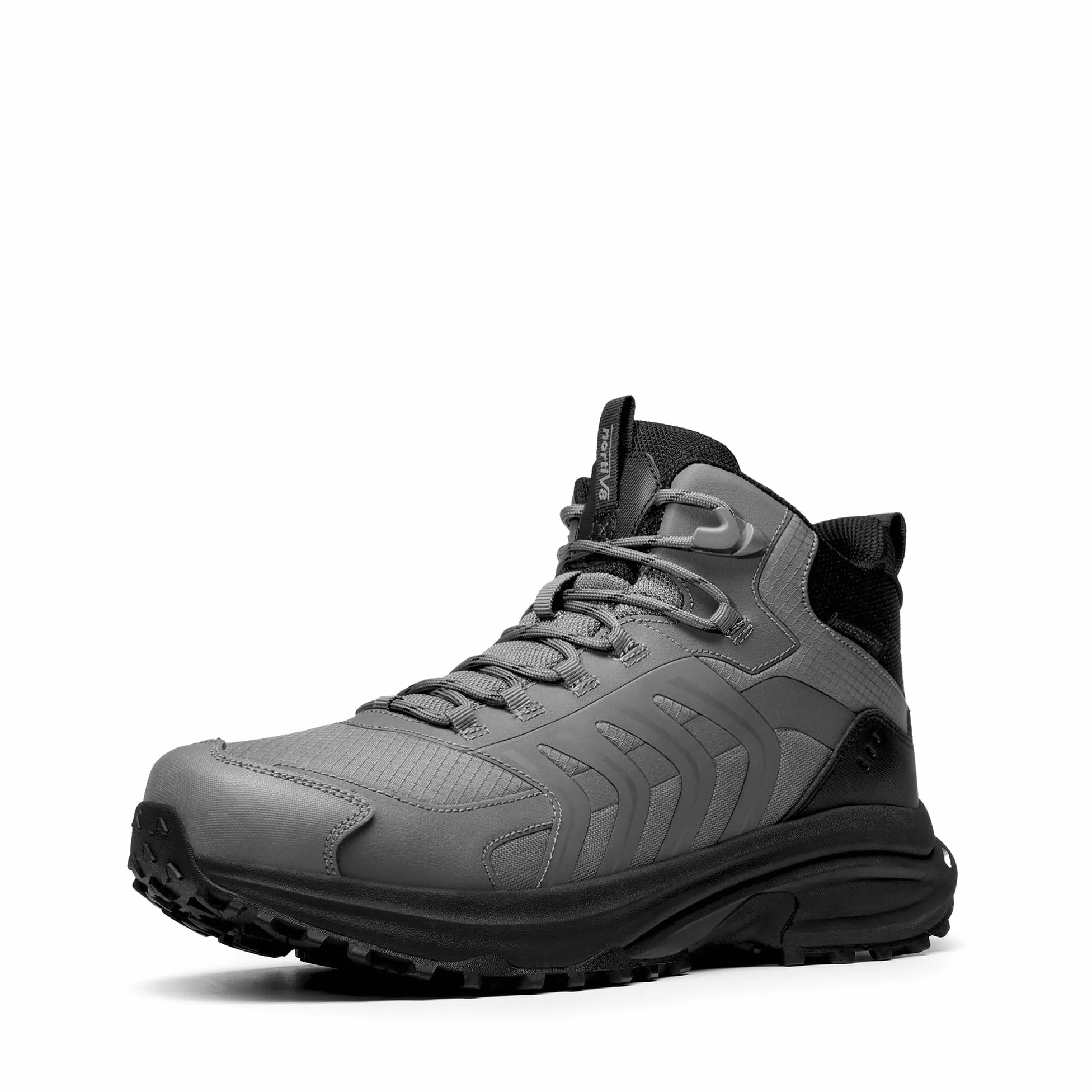 NORTIV 8 Męskie wodoodporne buty trekkingowe PRO, Szary Czarny, 10 UK | Lekkie buty trekkingowe do trekkingu, na kemping i wędrówki z plecakiem