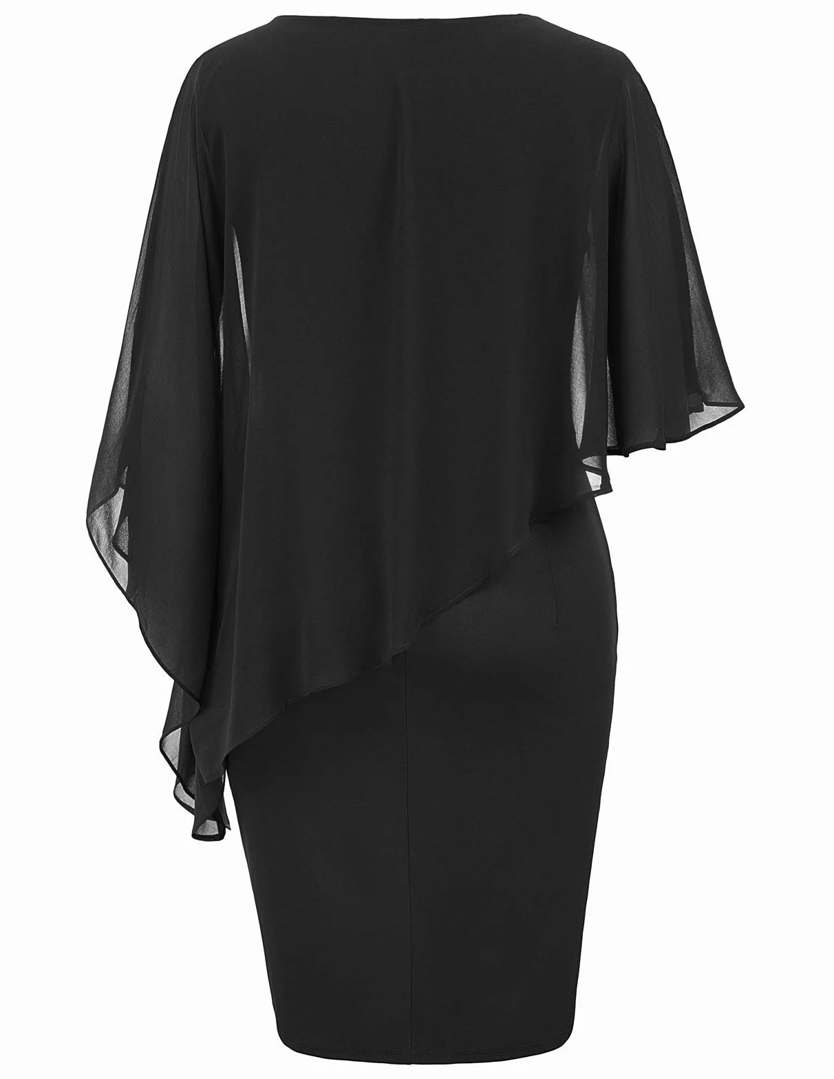 Hanna Nikole Damska sukienka plus size peleryna szyfonowa sukienka koktajlowa formalna sukienka ołówkowa