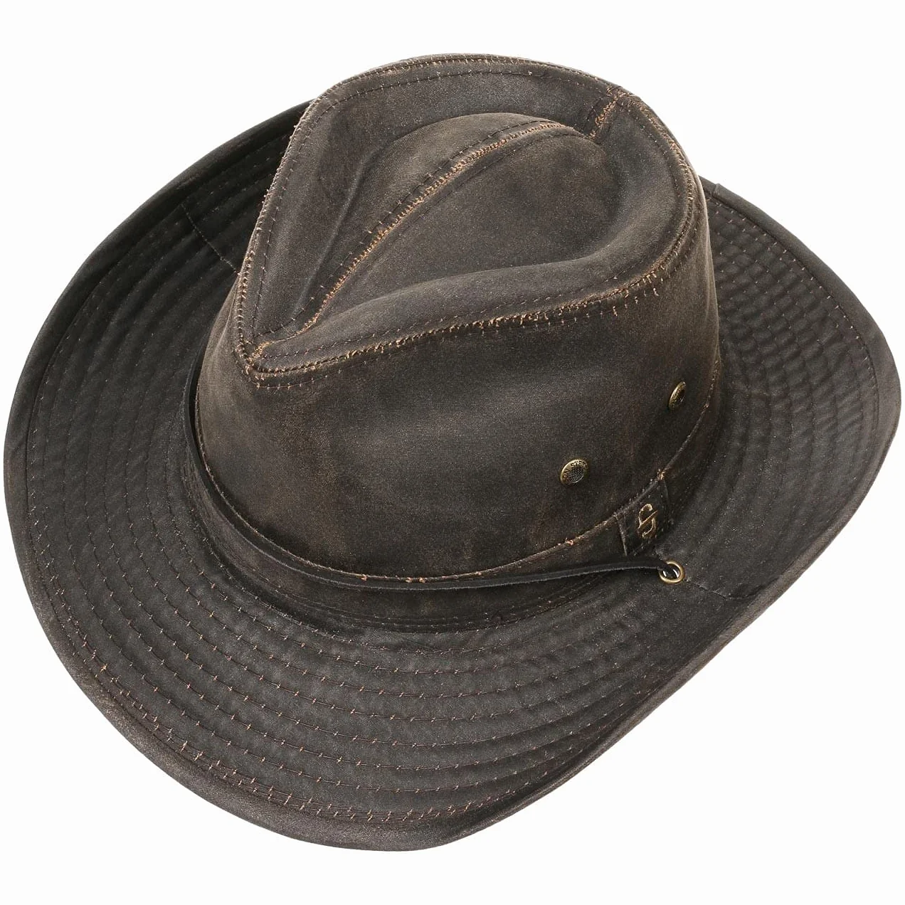 Stetson Kapelusz Outdoorowy DiazKobiety/Mężczyźni - kowbojski tekstylny efekt vintage Z paskiem na podbródek, lamowanym brzegiem ronda,