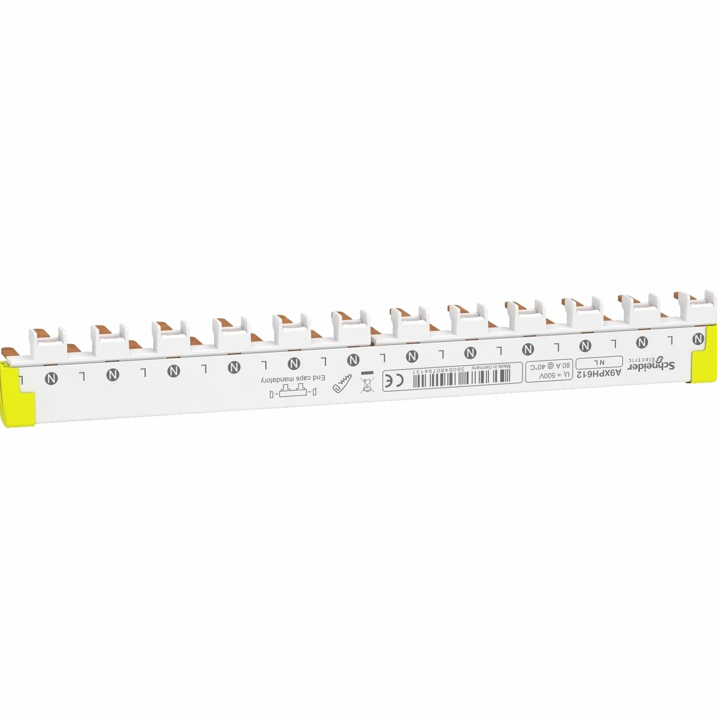 Schneider A9XPH612 szyna grzebieniowa, przyłącze dolne, łatwe do cięcia, Acti 9, 1P+N, 12 modułów, 80A