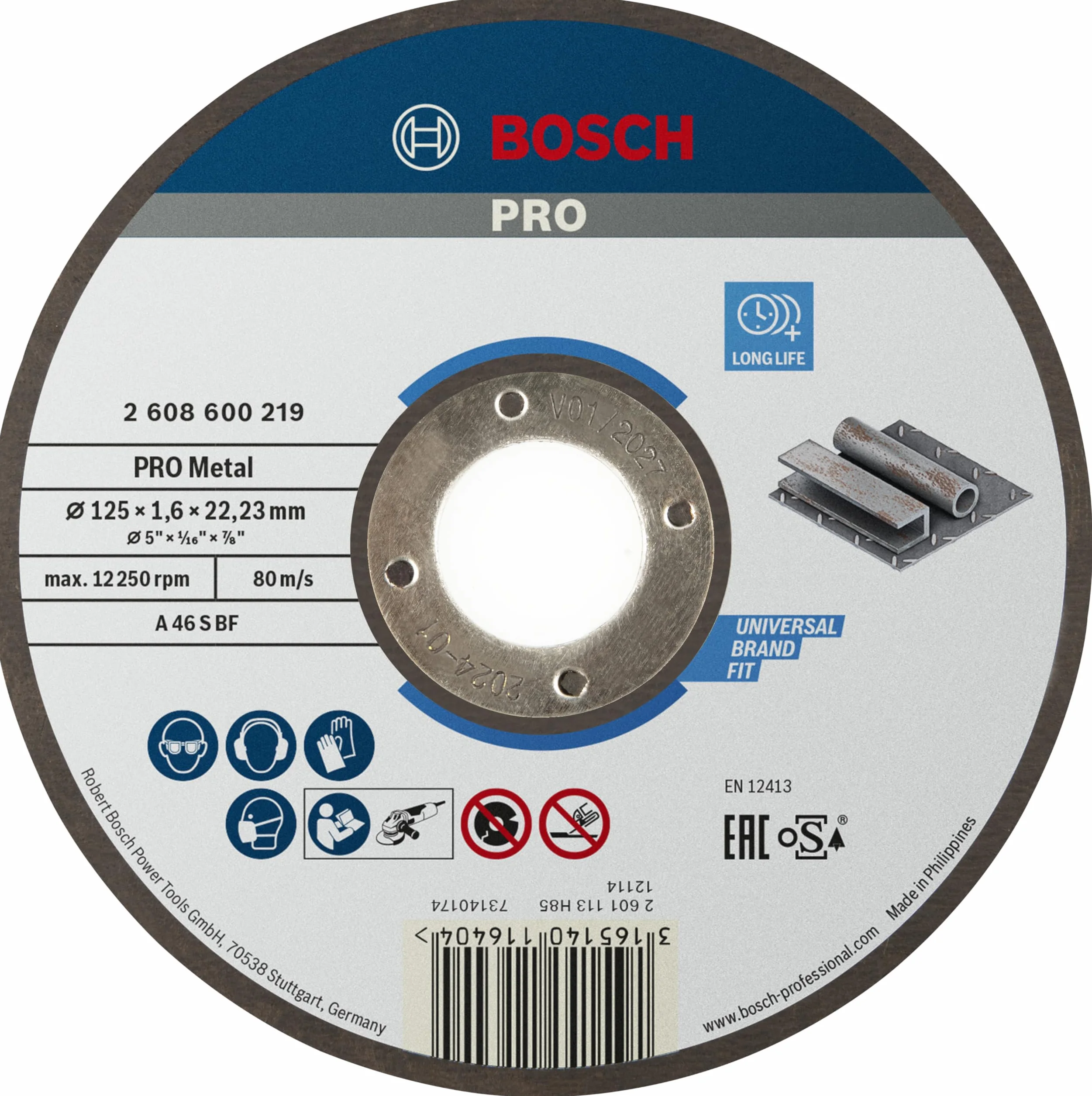 Bosch Accessories Tarcza do Szlifowania, Szary, 125 mm
