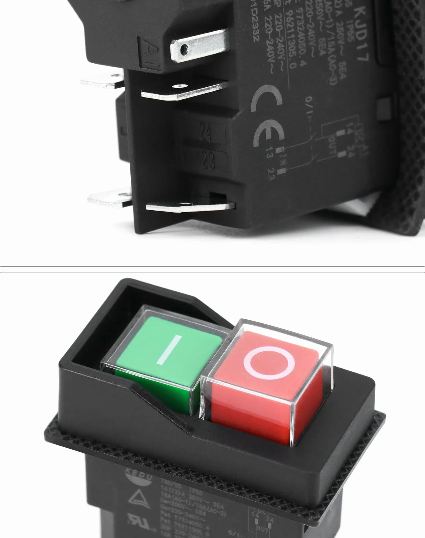 QWORK® 5 PIN KJD17 Przełącznik elektromagnetyczny, wyłącznik bezpieczeństwa, AC250V 16A