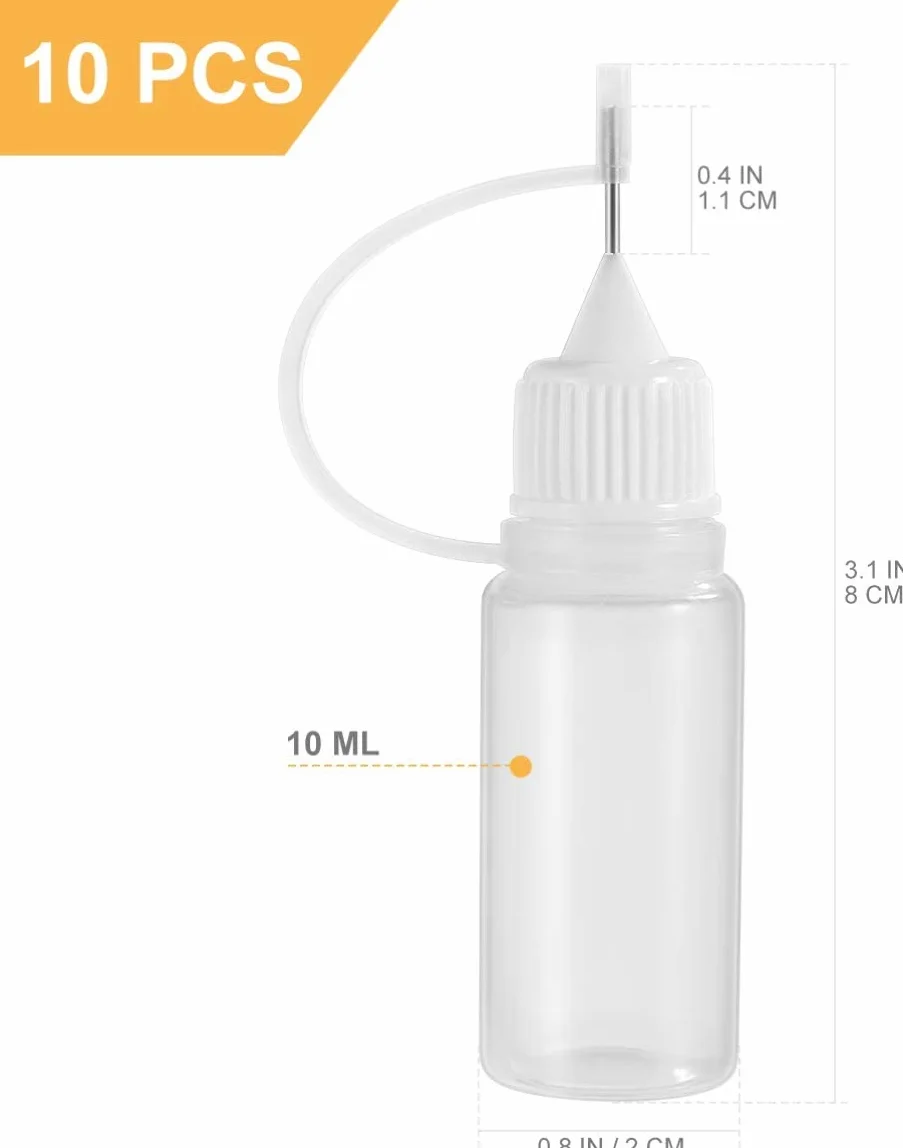 10 x 20 ml Plastikowa butelka na igły do quilling klej oleisty klej i tusz alkoholowy
