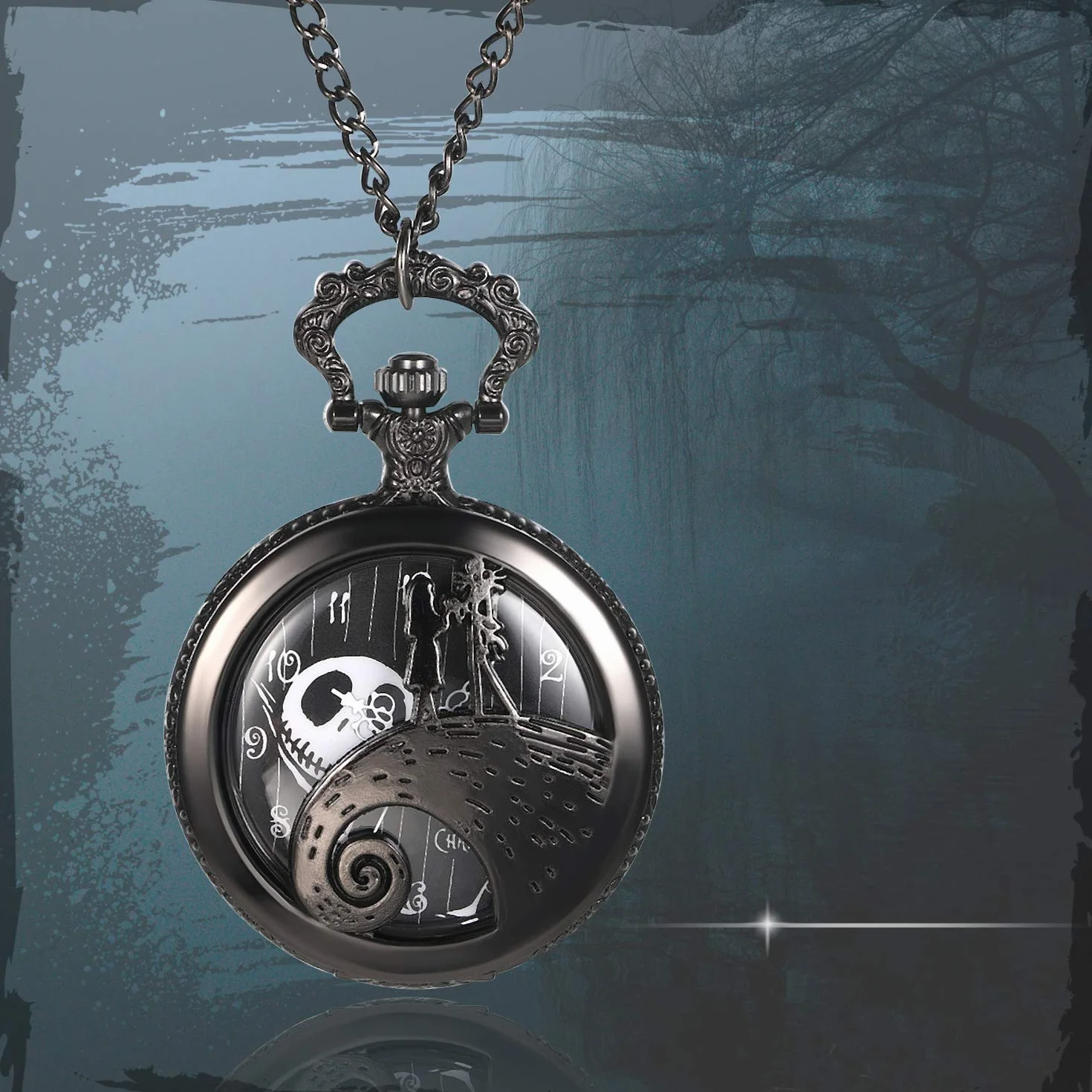 JewelryWe Zegarek kieszonkowy dla pary uroczy duch para numery zegarek kieszonkowy ze stopu dla mężczyzn kobiet