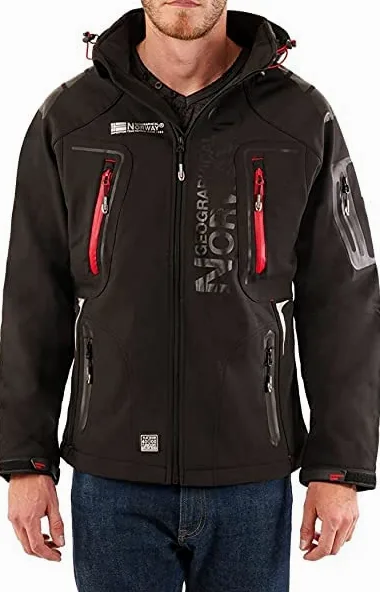 Geographical Norway BELL męska kurtka softshellowa, zimowa kurtka polarowa z kapturem, odzież z długim rękawem, męska parka