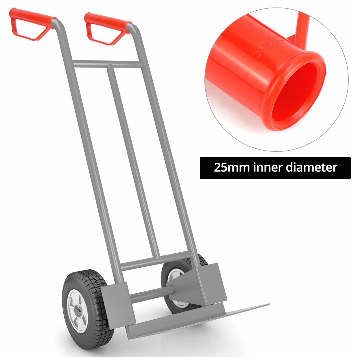 QWORK® 2 uchwyty bezpieczeństwa 25 mm do wózków transportowych - wymienne uchwyty z ochroną przed uderzeniami - czerwone uchwyty do wózka transportowego