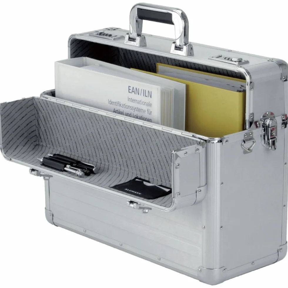 ALUMAXX 45119 Pilotka BETHA - Walizka z Gładkiego Aluminium Na Dokumenty, Aktówka z Zamkiem Szyfrowym, 47 cm, Biznesowa Na Notebooki 17", Srebrna
